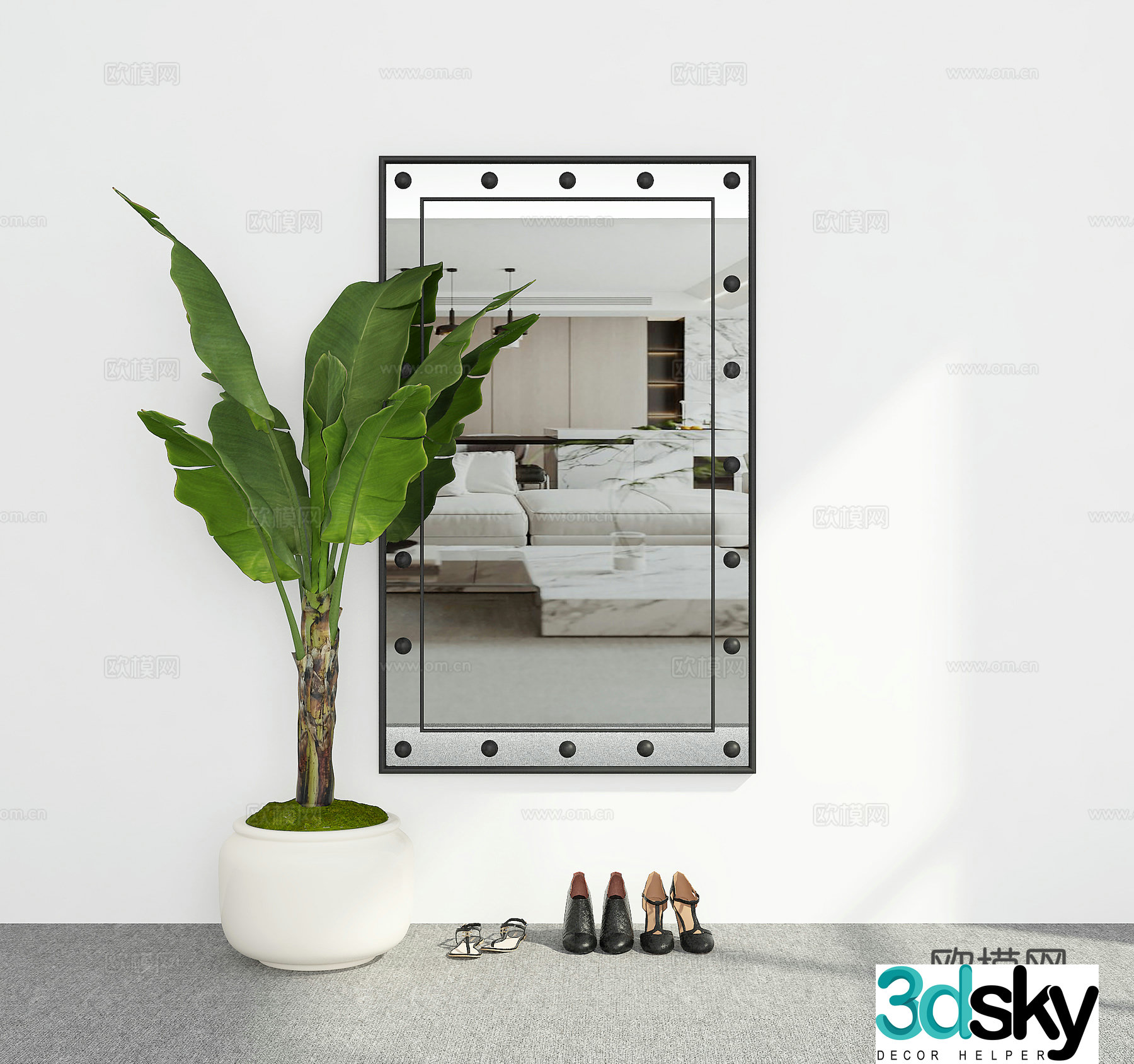 Modern hanging mirror 3d model