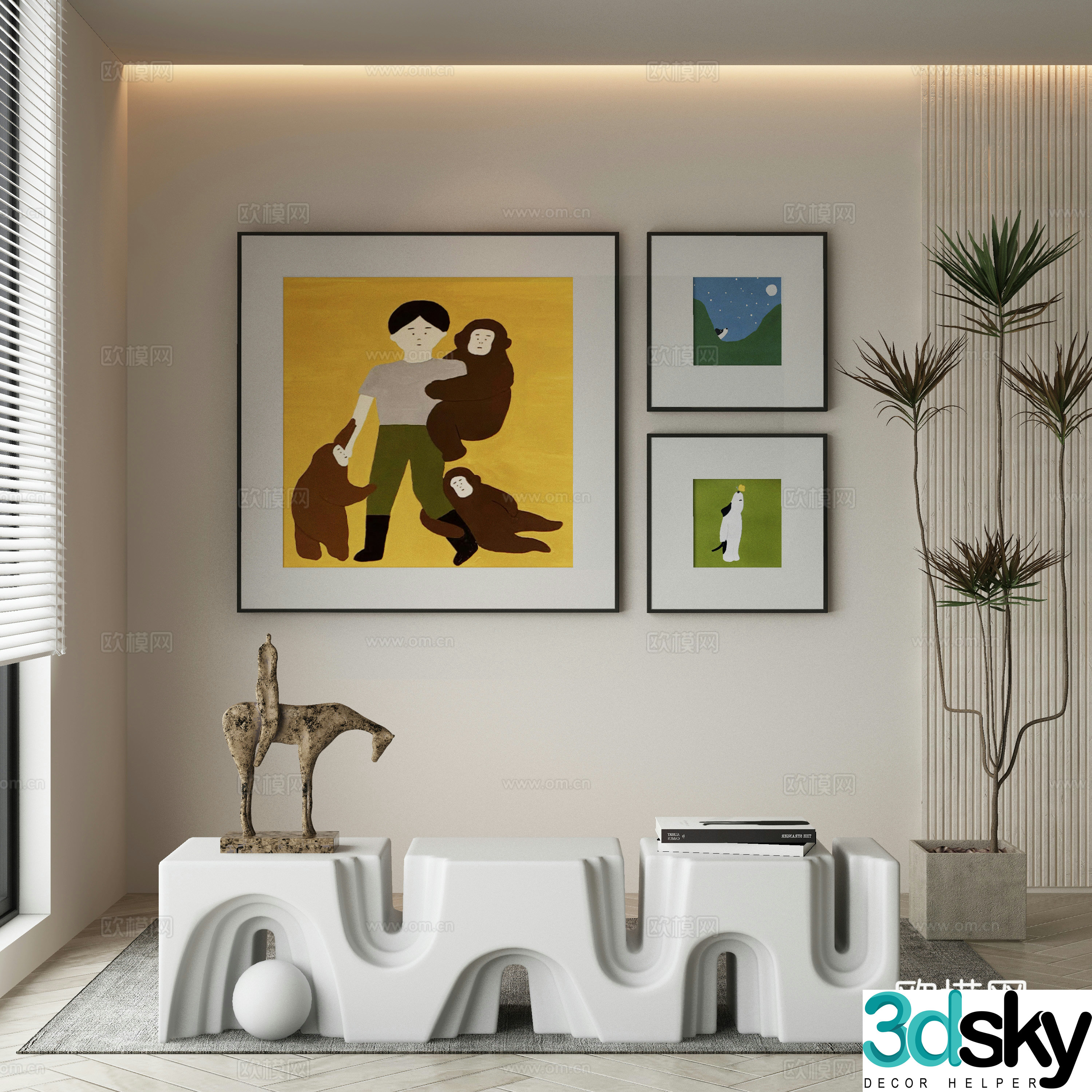 Modern Wasabi Hanging Painting Oil Painting 3D Model