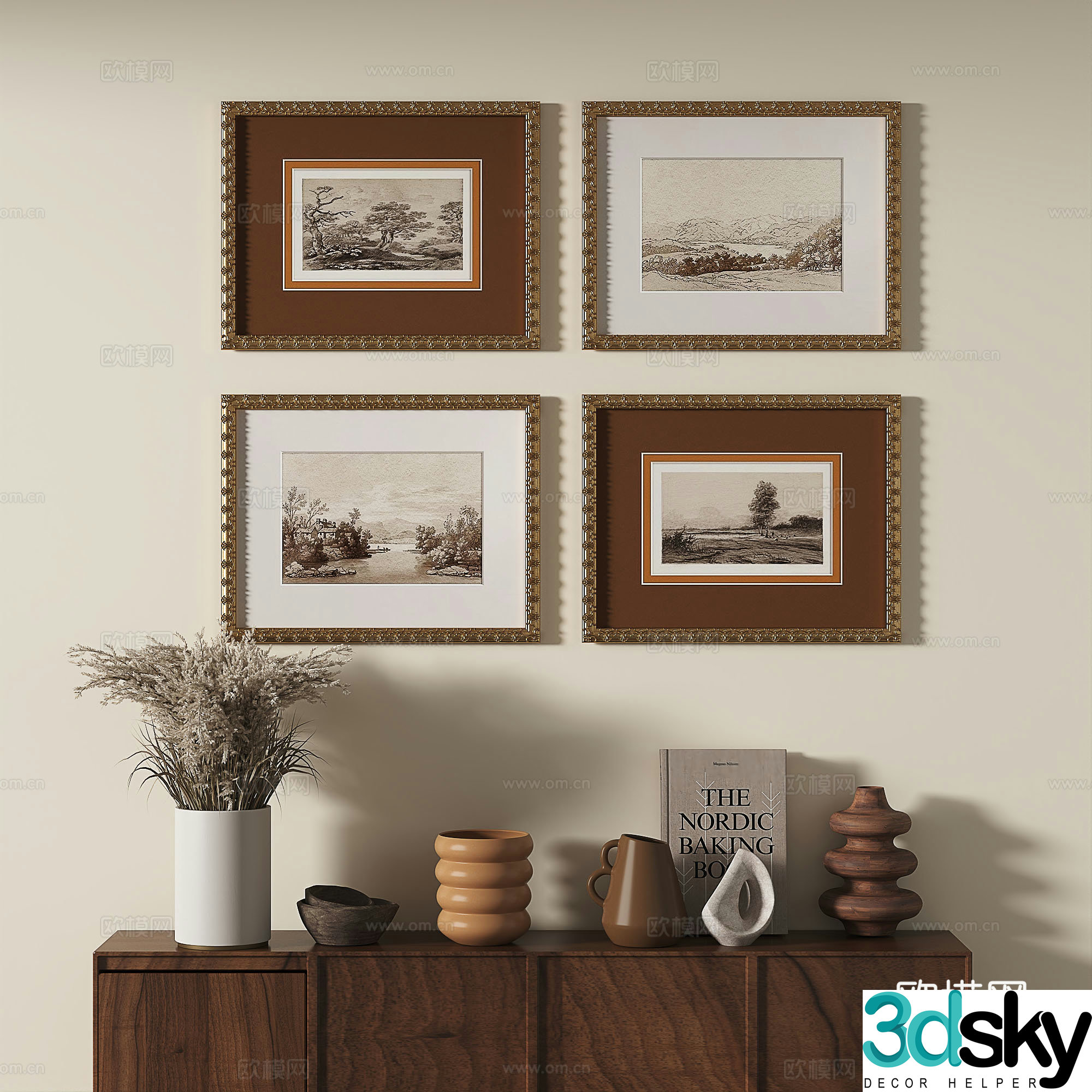 European French classical retro light luxury decorative painting 3d model