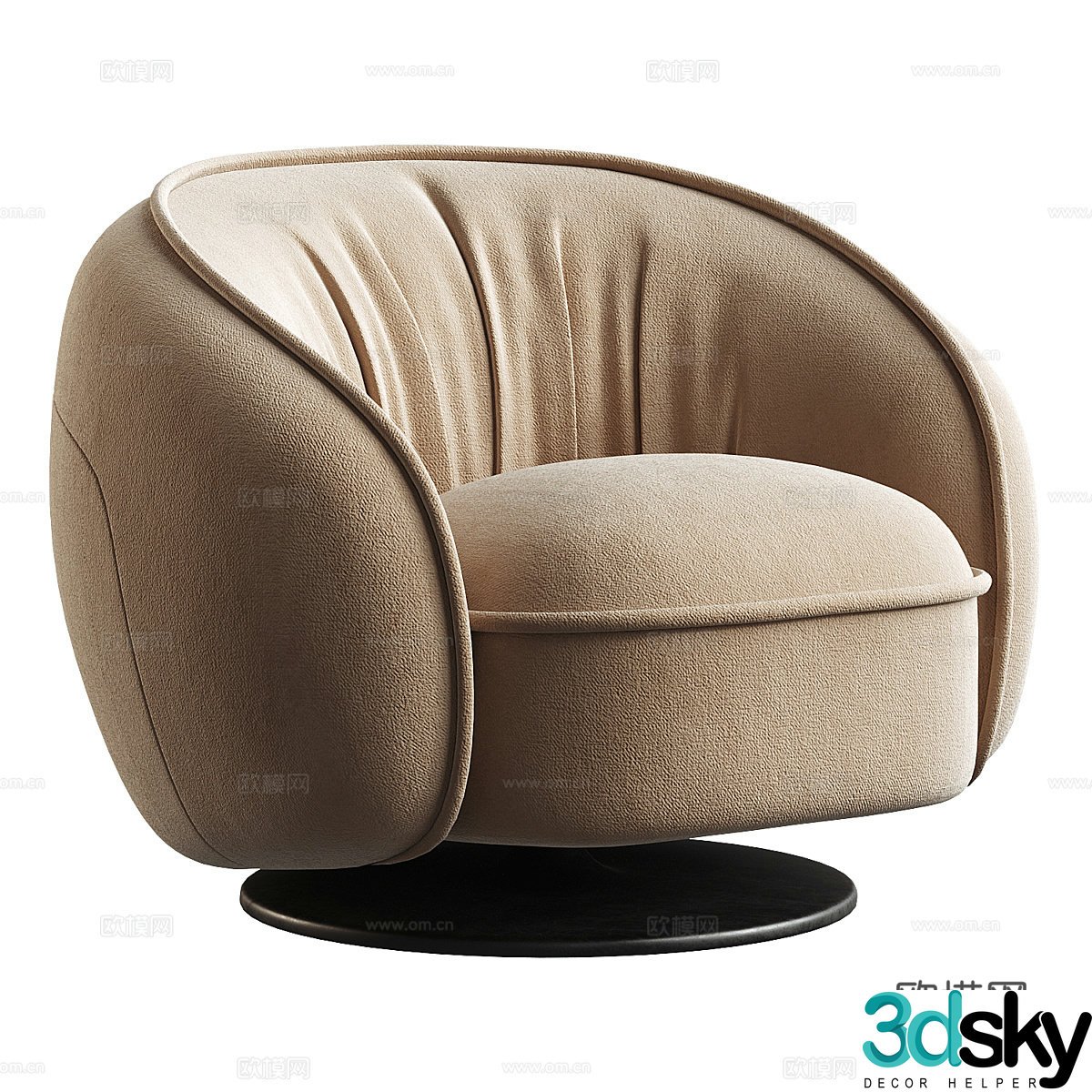 Modern Italian circular fabric leisure chair 3d model