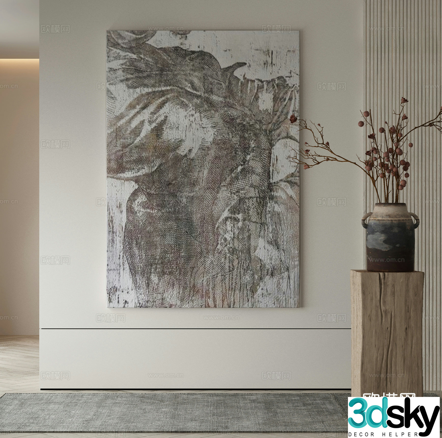 Modern Wasabi Hanging Painting Oil Painting 3D Model