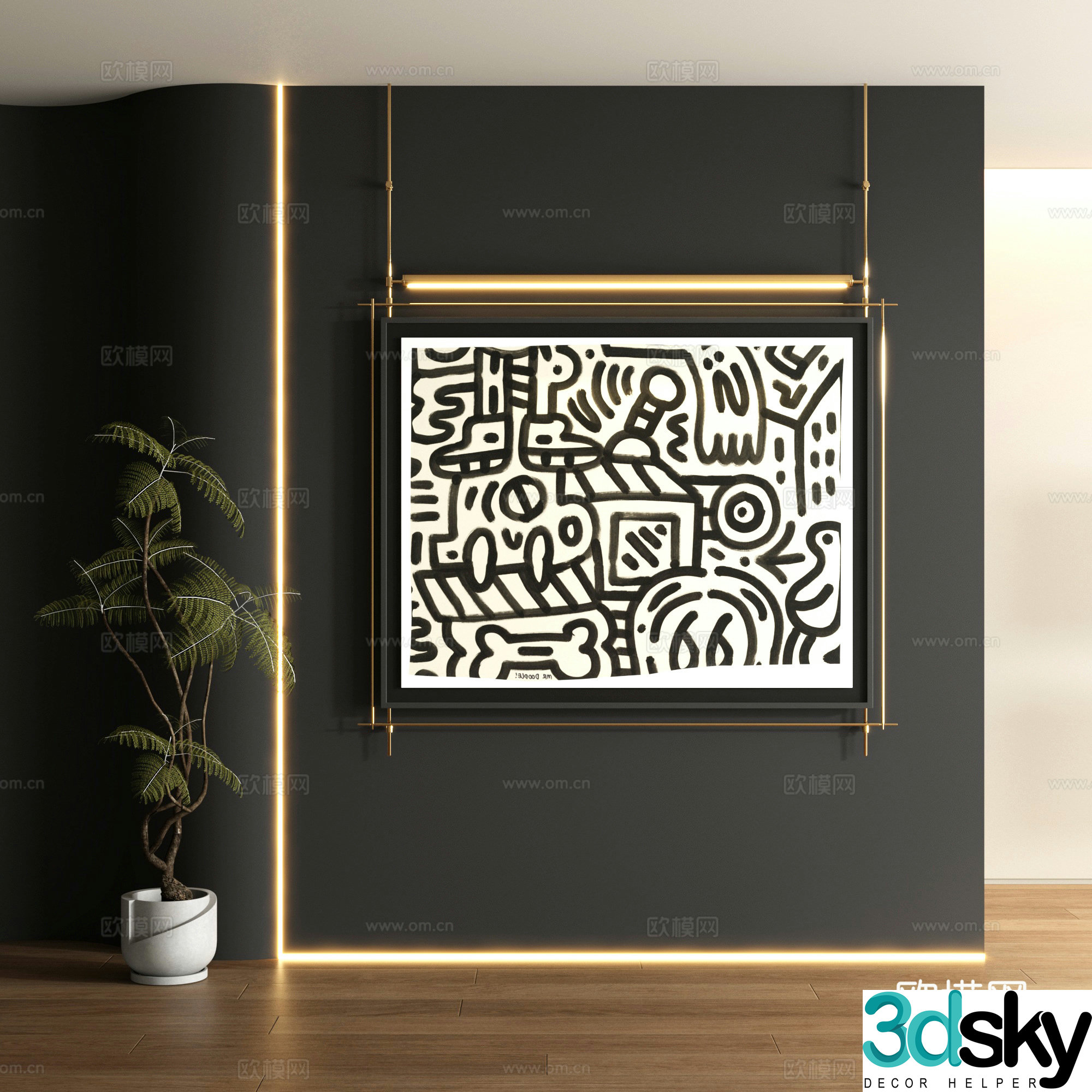 Modern graffiti decorative painting 3d model