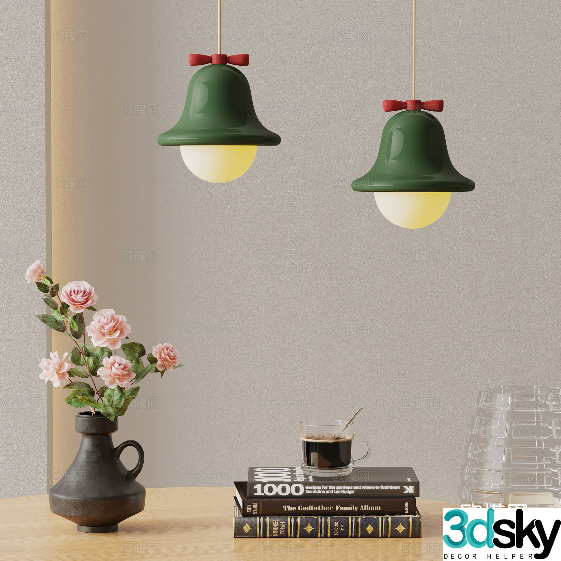 Ornament combination French cream chandelier Ornament 3D model