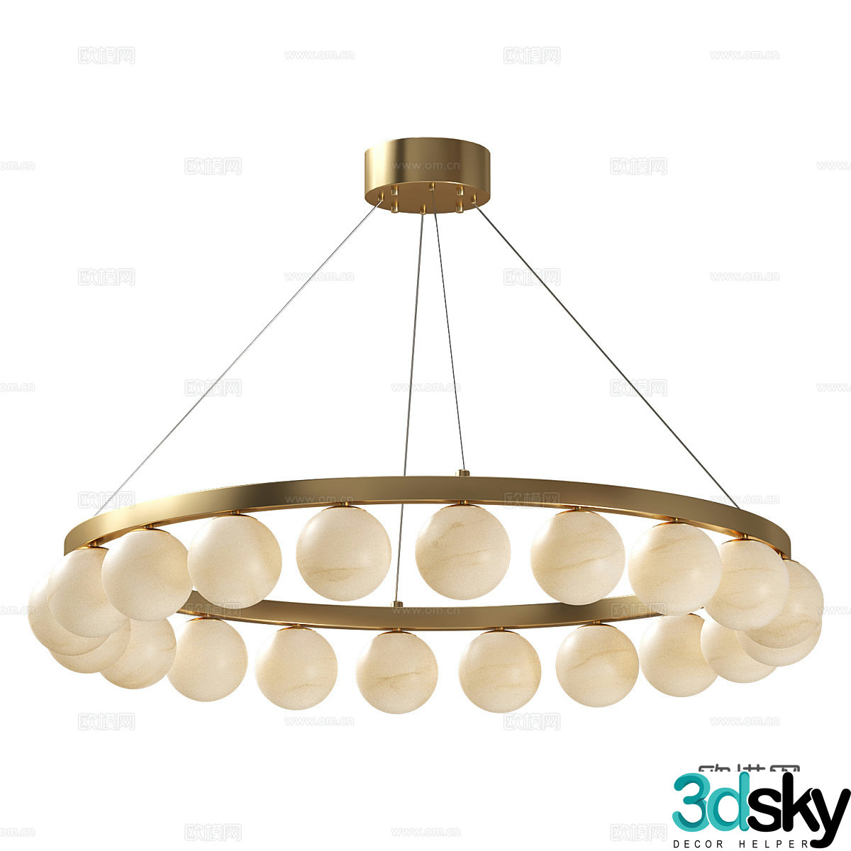 Modern light luxury minimalist round decorative chandeliers 3D model