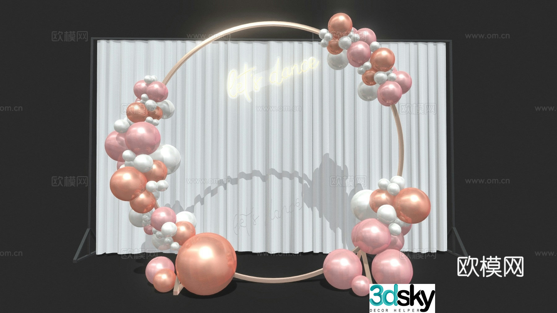 Modern Valentine’s Day Beautiful Chen Art Installation Modern Check-in Wall Group Photo Wall Confession Wall Web 3D Model