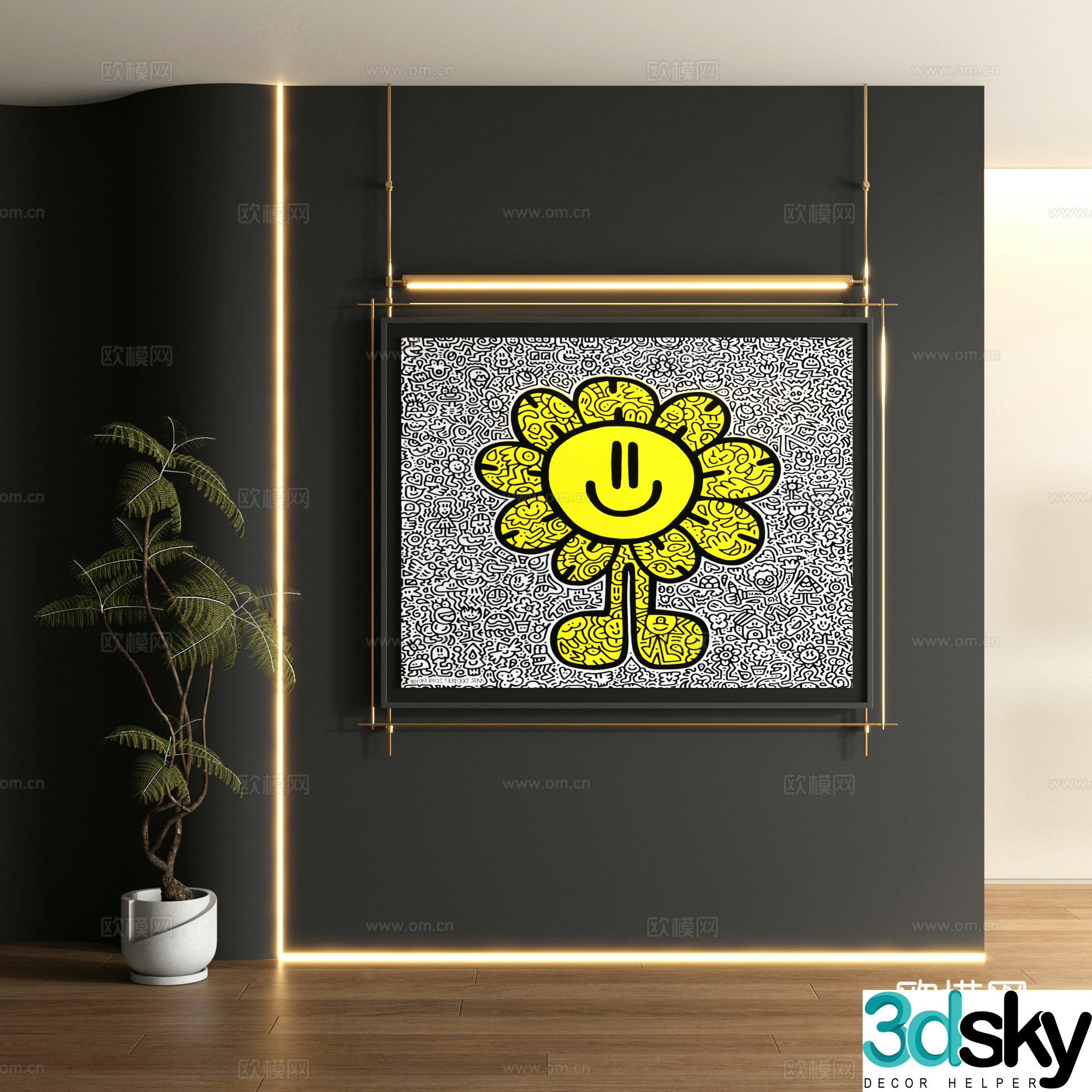 Modern graffiti decorative painting 3d model