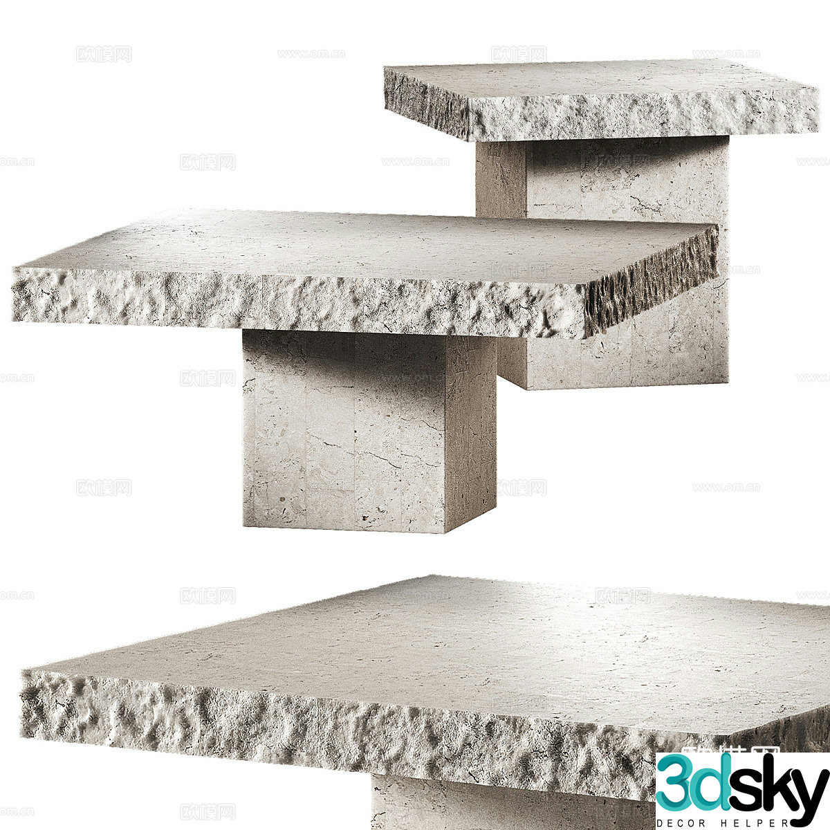 Modern Wasabi Stone Table Stone Coffee Table 3D Model
