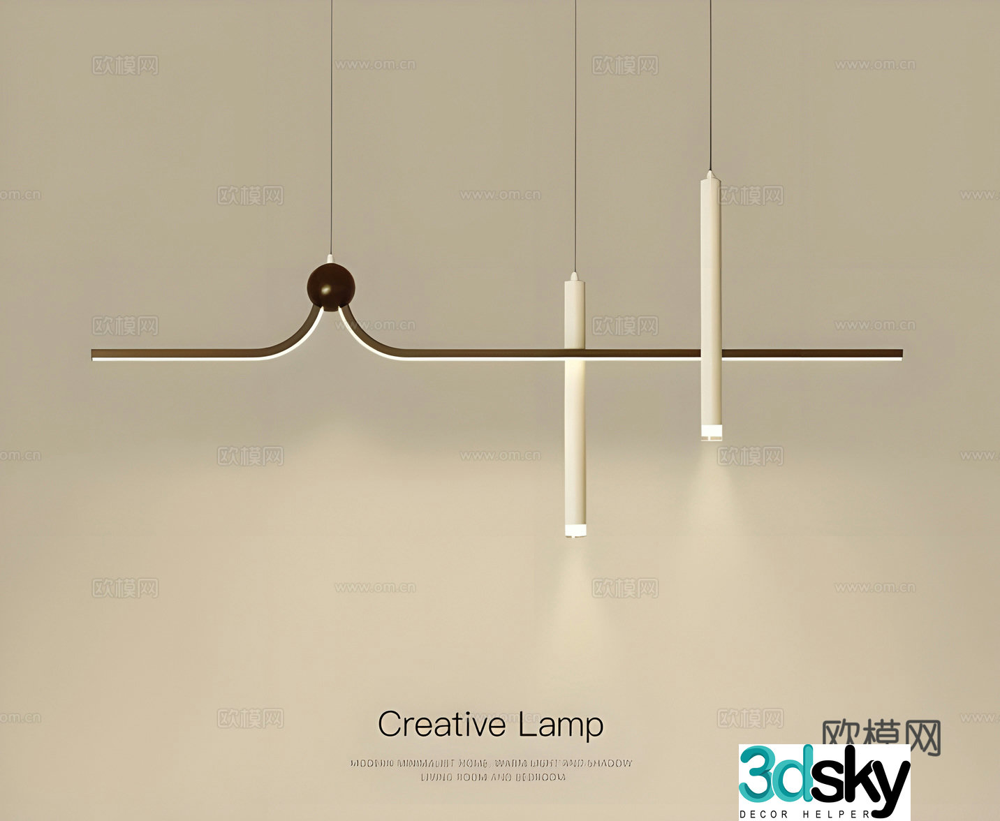 Modern long chandeliers restaurant chandeliers 3d model