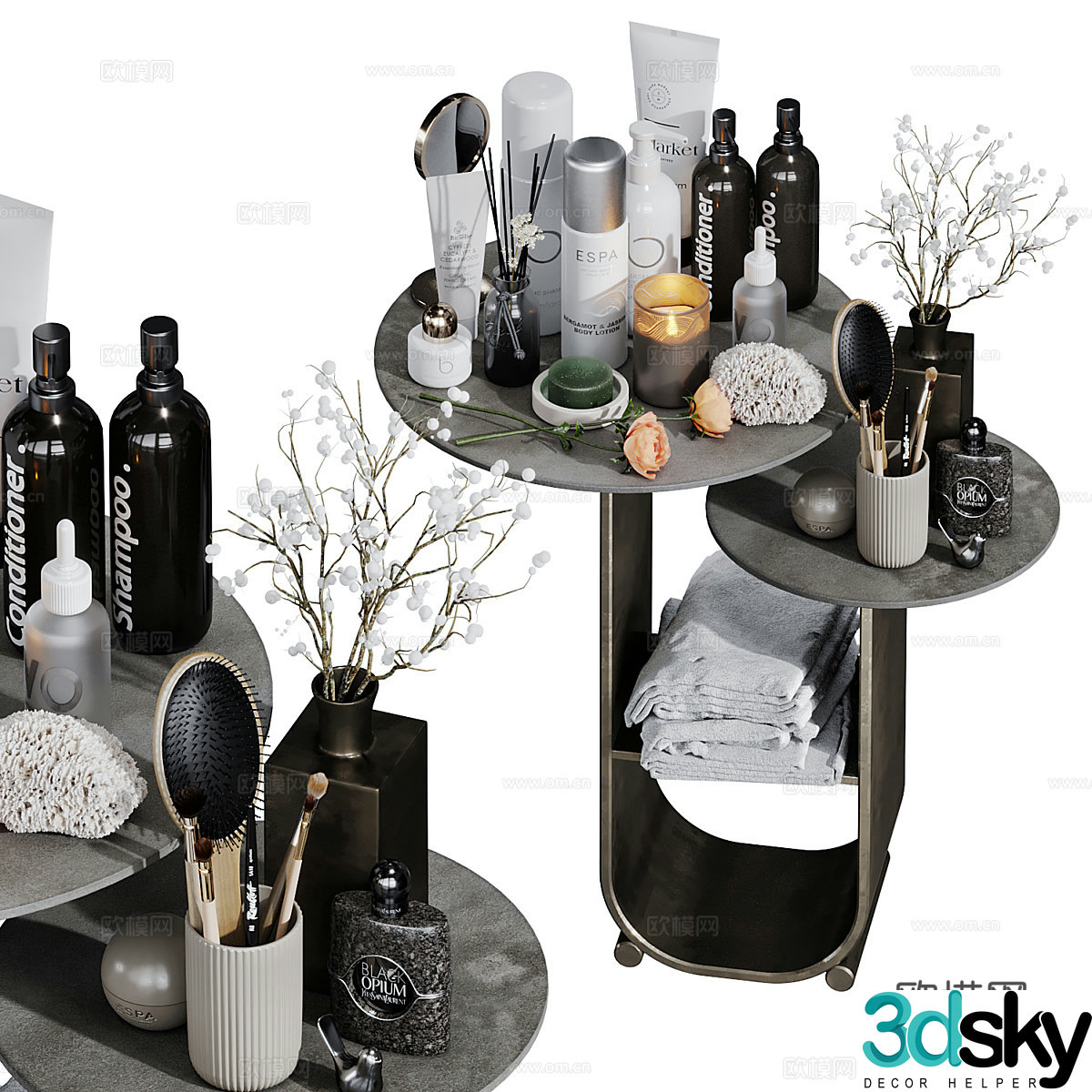 Modern cosmetics toiletries bathroom stools 3D model