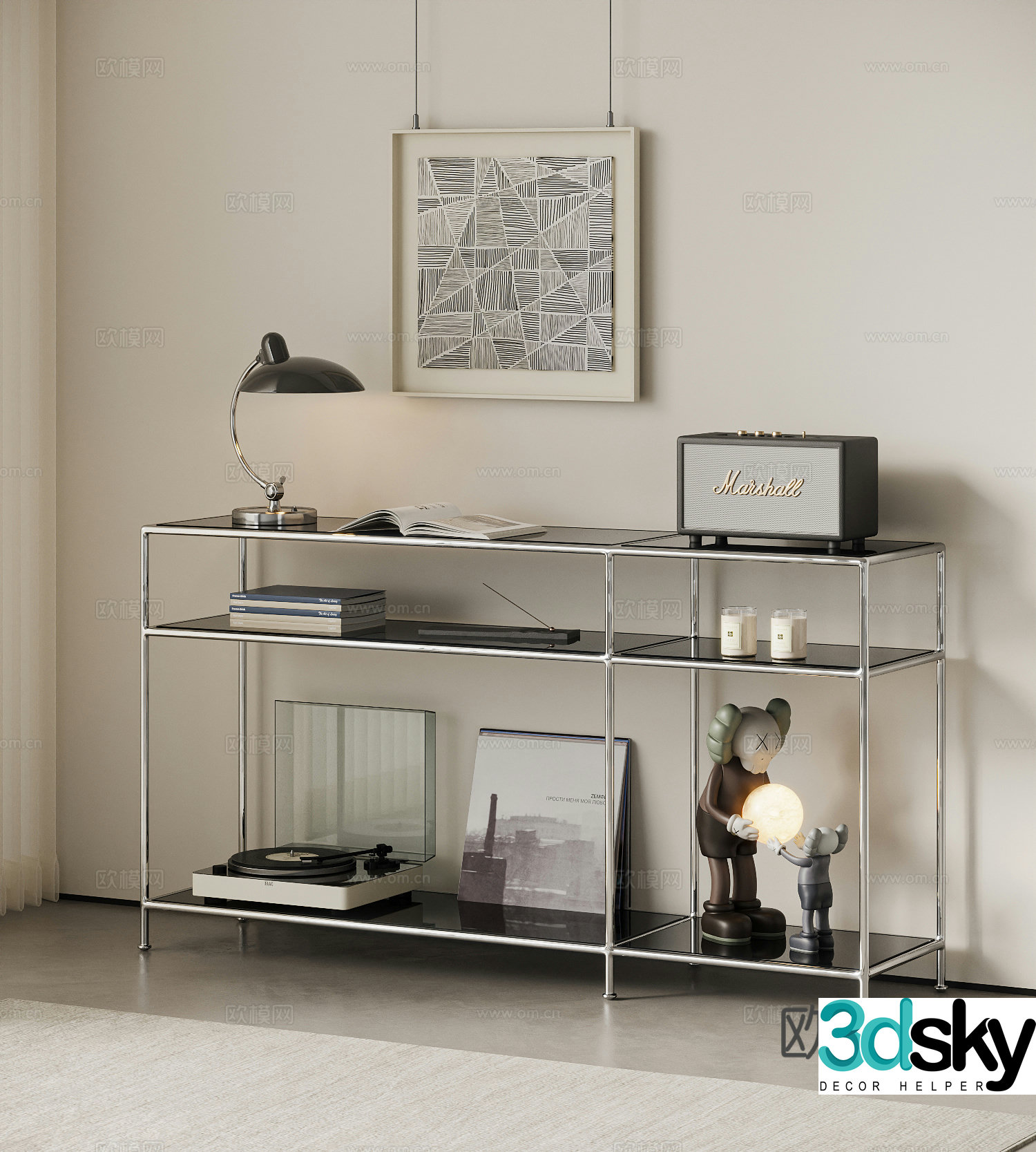 Modern shelf Decorative rack Bauhaus Decorative ornaments Stainless steel shelf INS wind 3d model