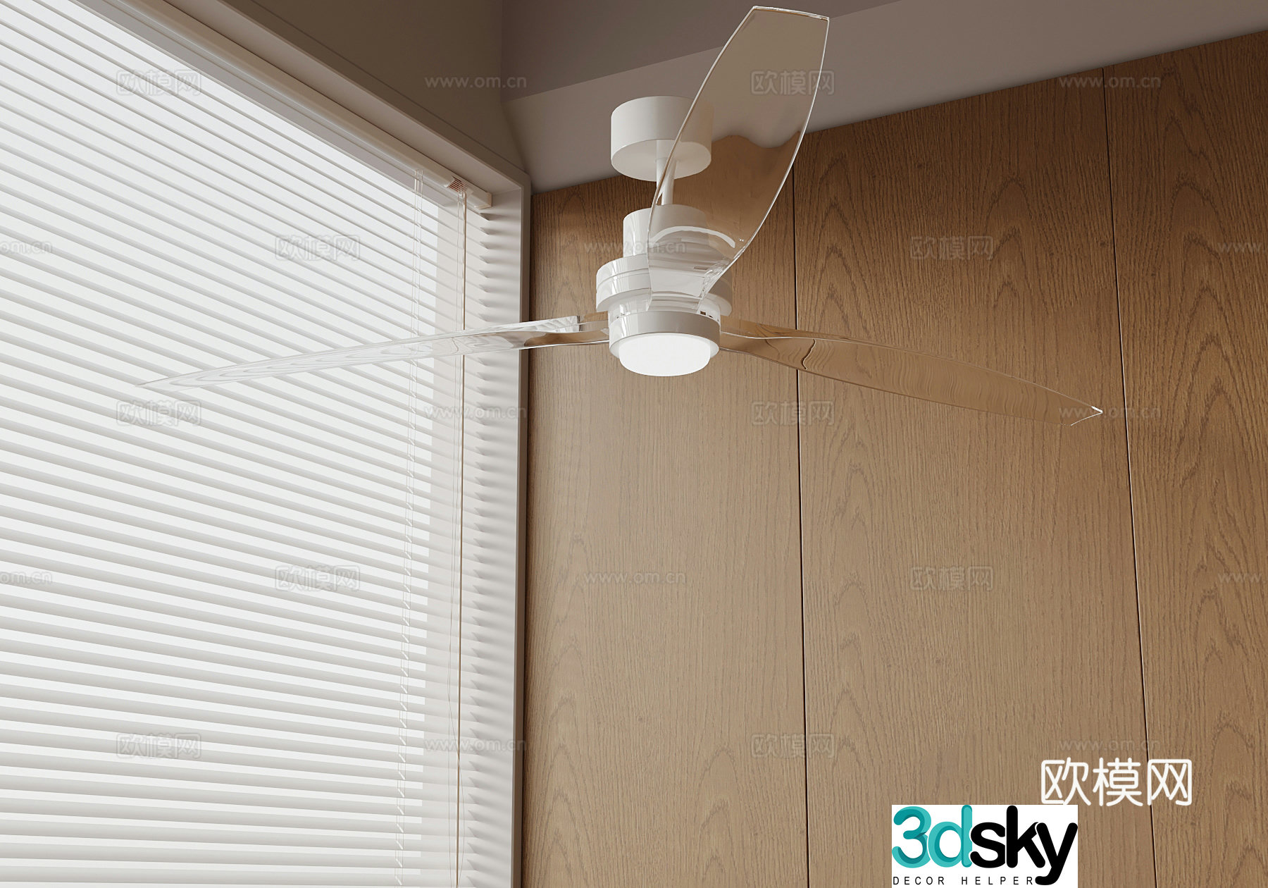 Modern minimalist fan light chandelier 3d model