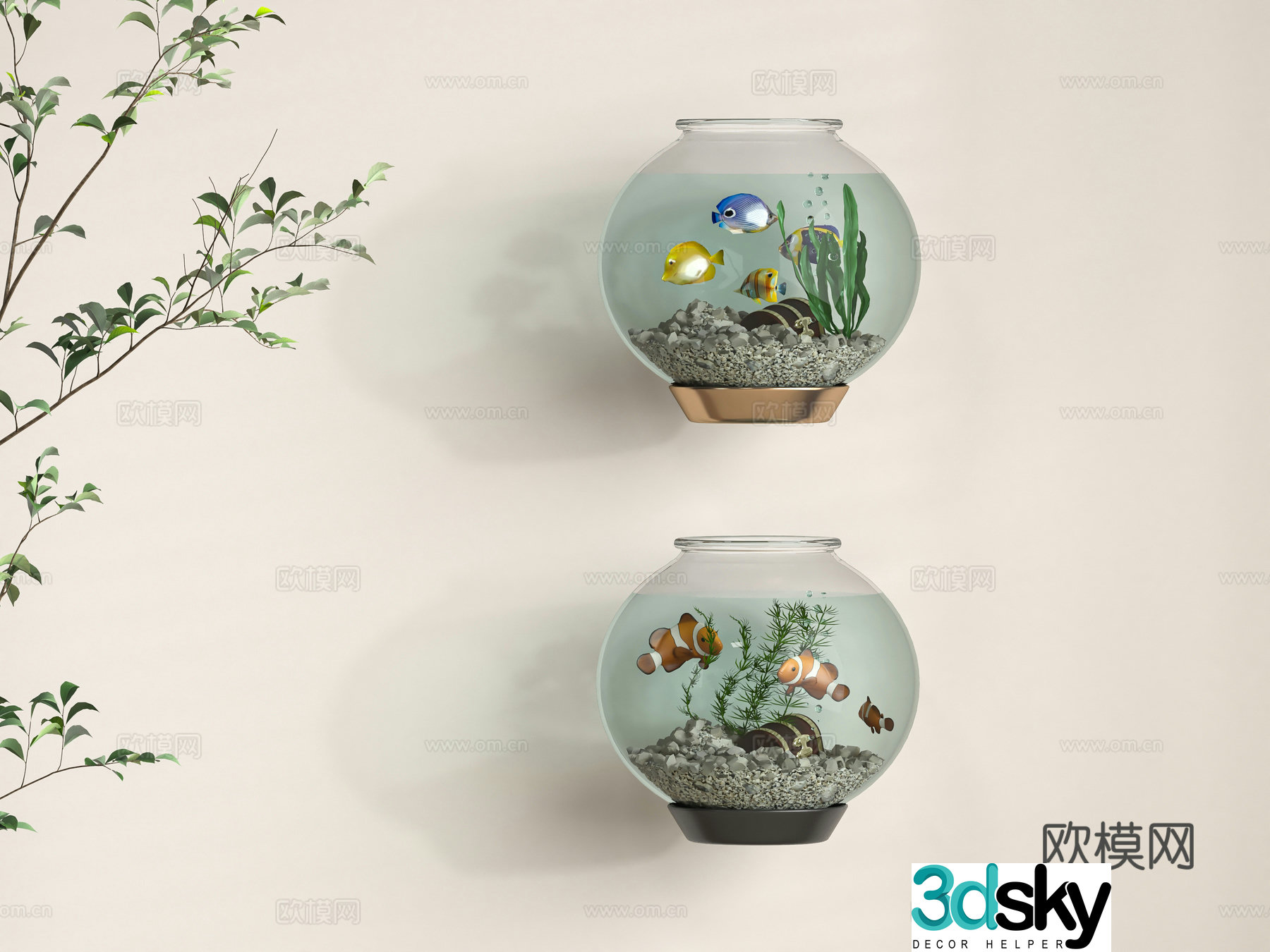 Modern fish tank 3d model