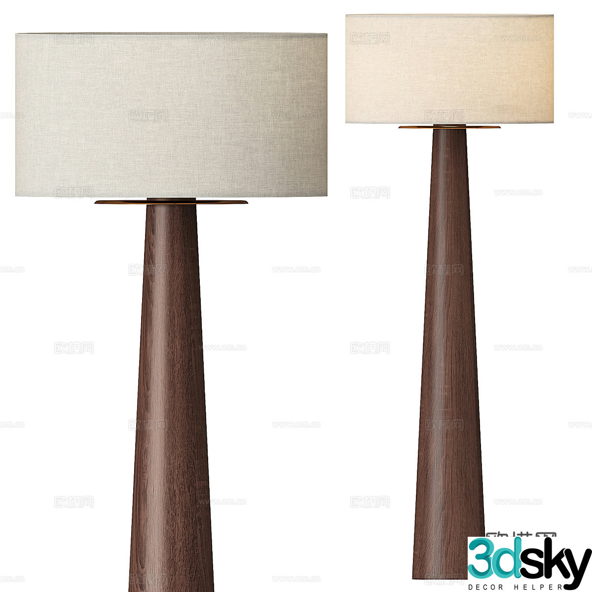 New Chinese style light luxury solid wood floor lamp 3D model