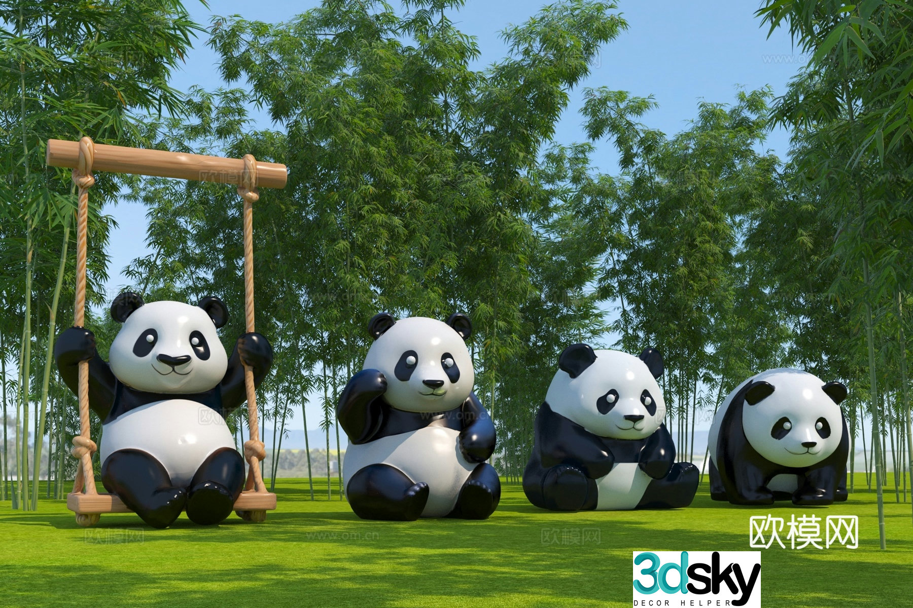 Modern giant panda sculpture 3d model