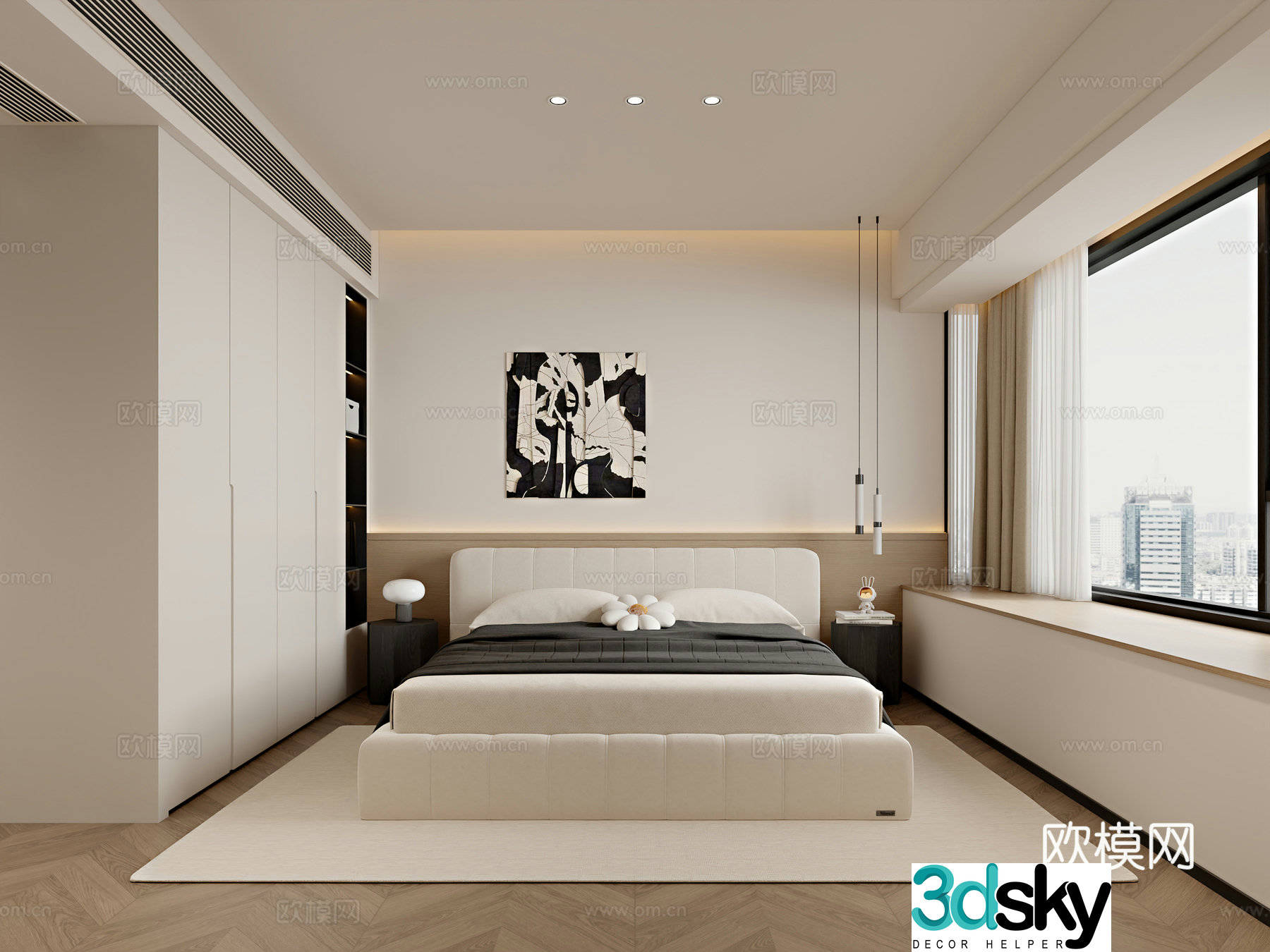 Modern Italian cream style bedroom 3d model
