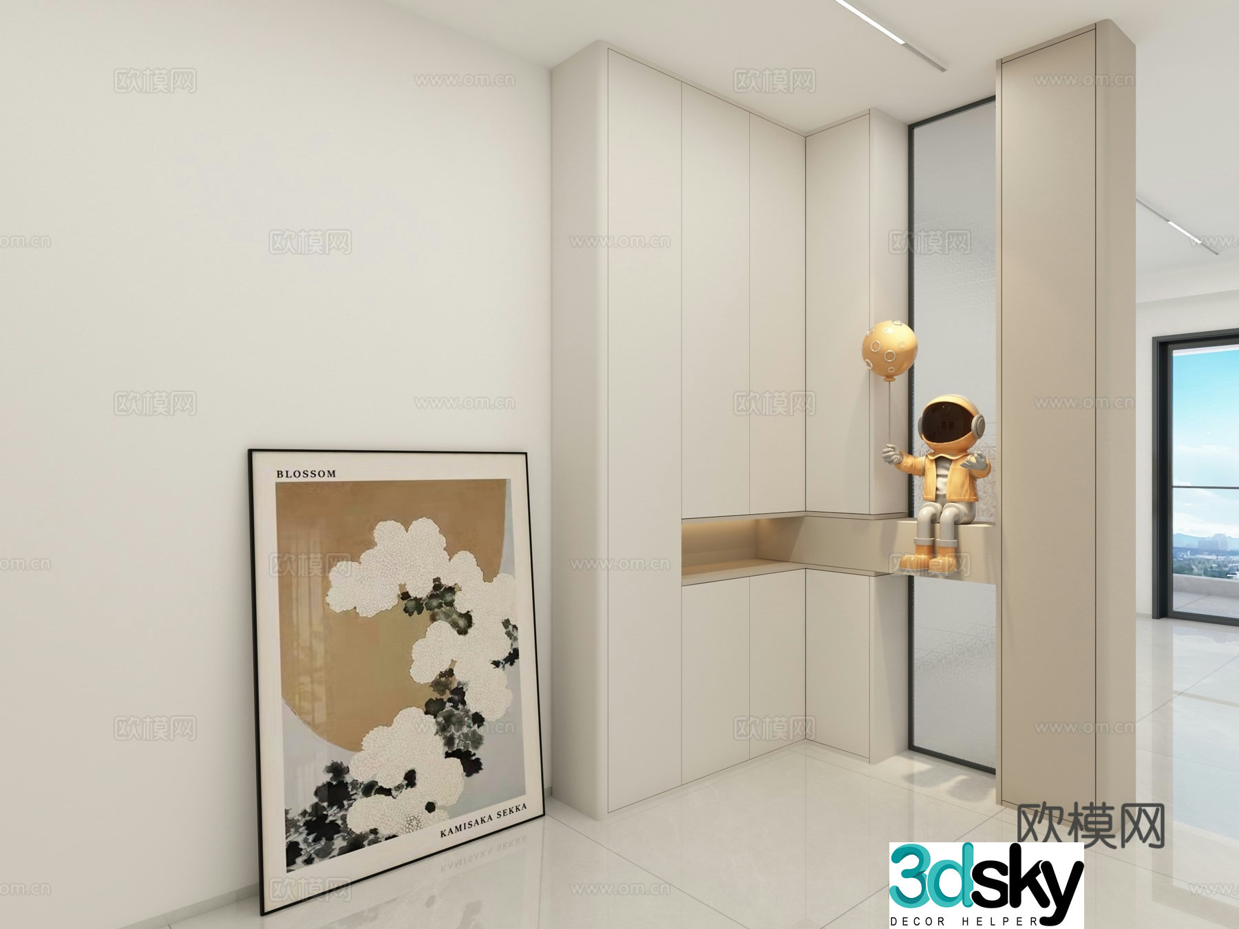 Modern screen cabinet entrance cabinet 3d model