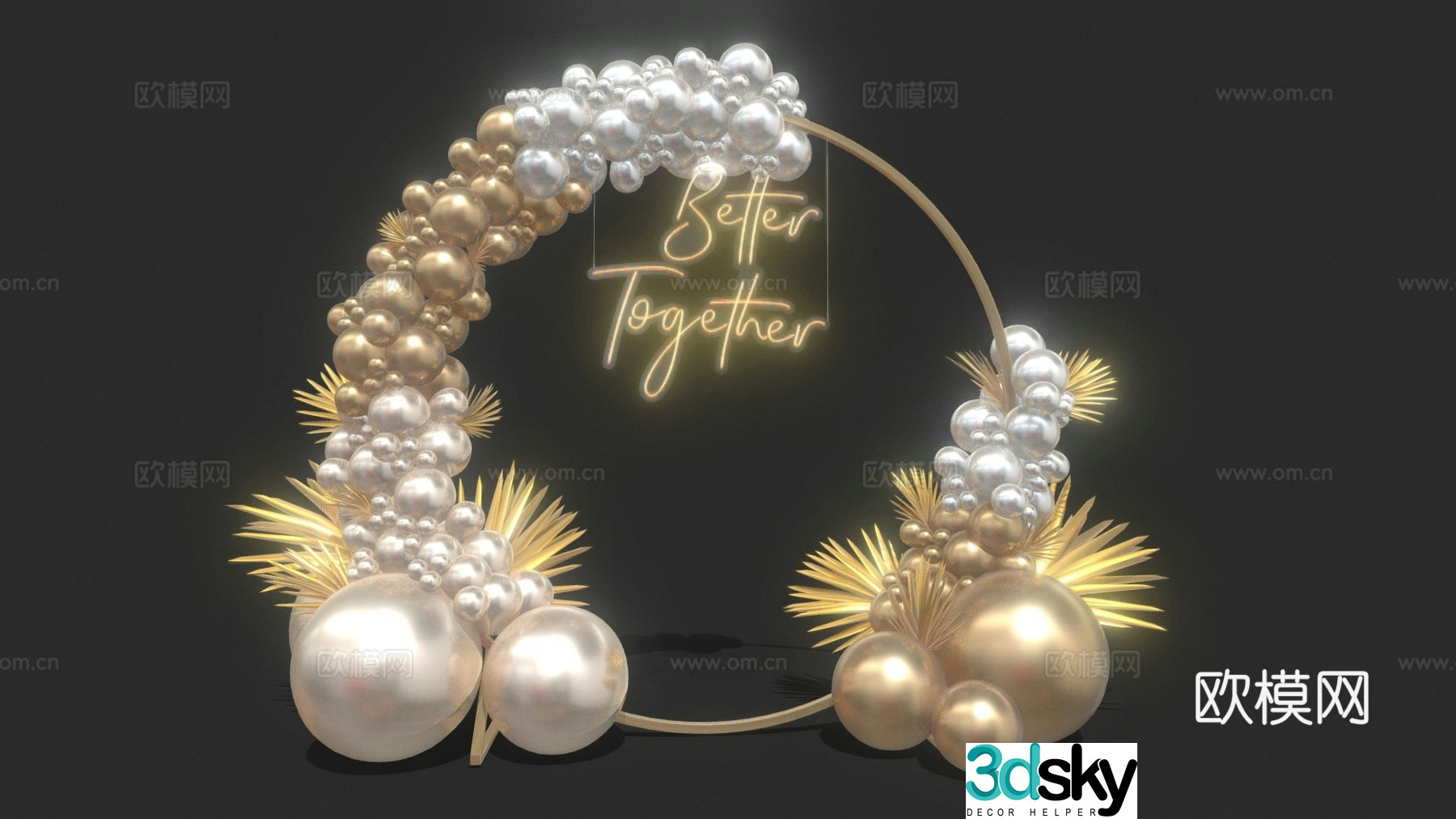 Modern check-in wall Internet celebrity check-in points group photo wall Meichen art installation Signature wall 3D model