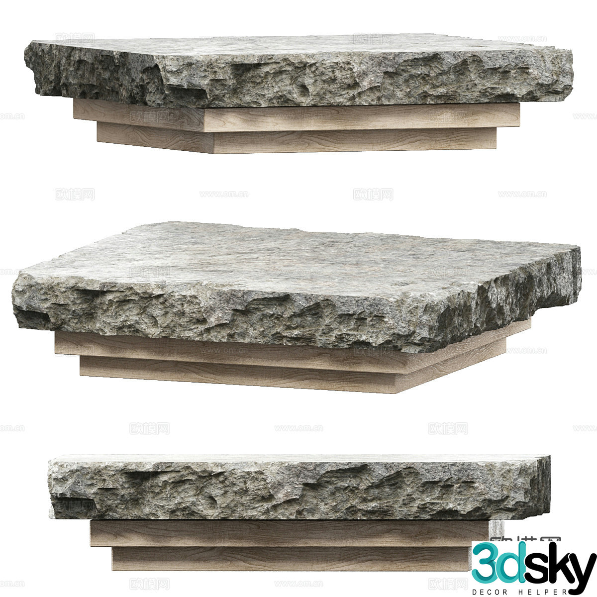 Modern Wasabi Stone Table Stone Coffee Table 3D Model