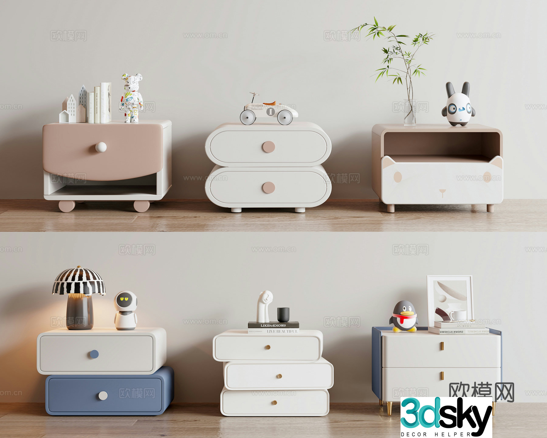 Modern children’s bedside table 3d model