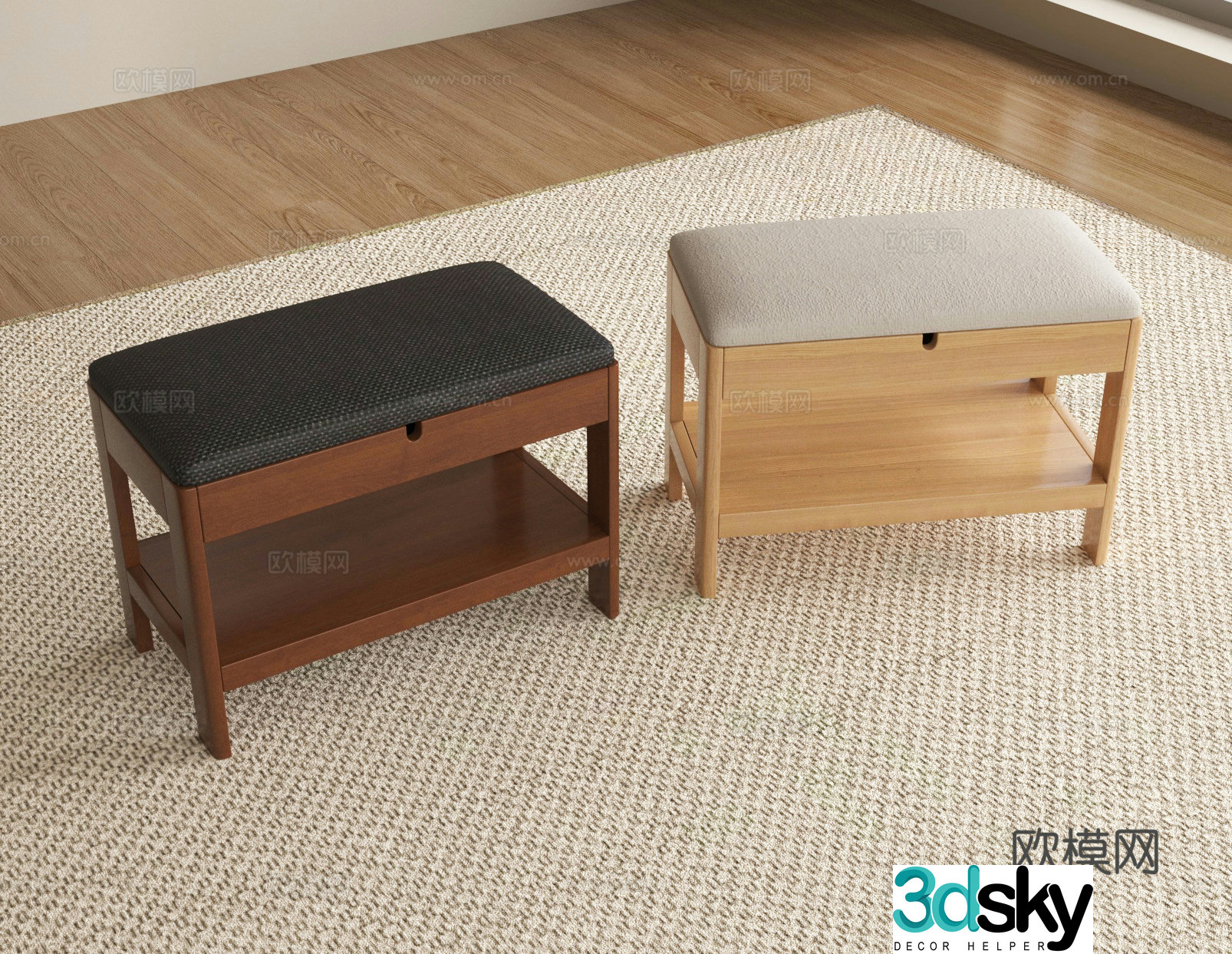 Low stool stool shoe change stool 3d model