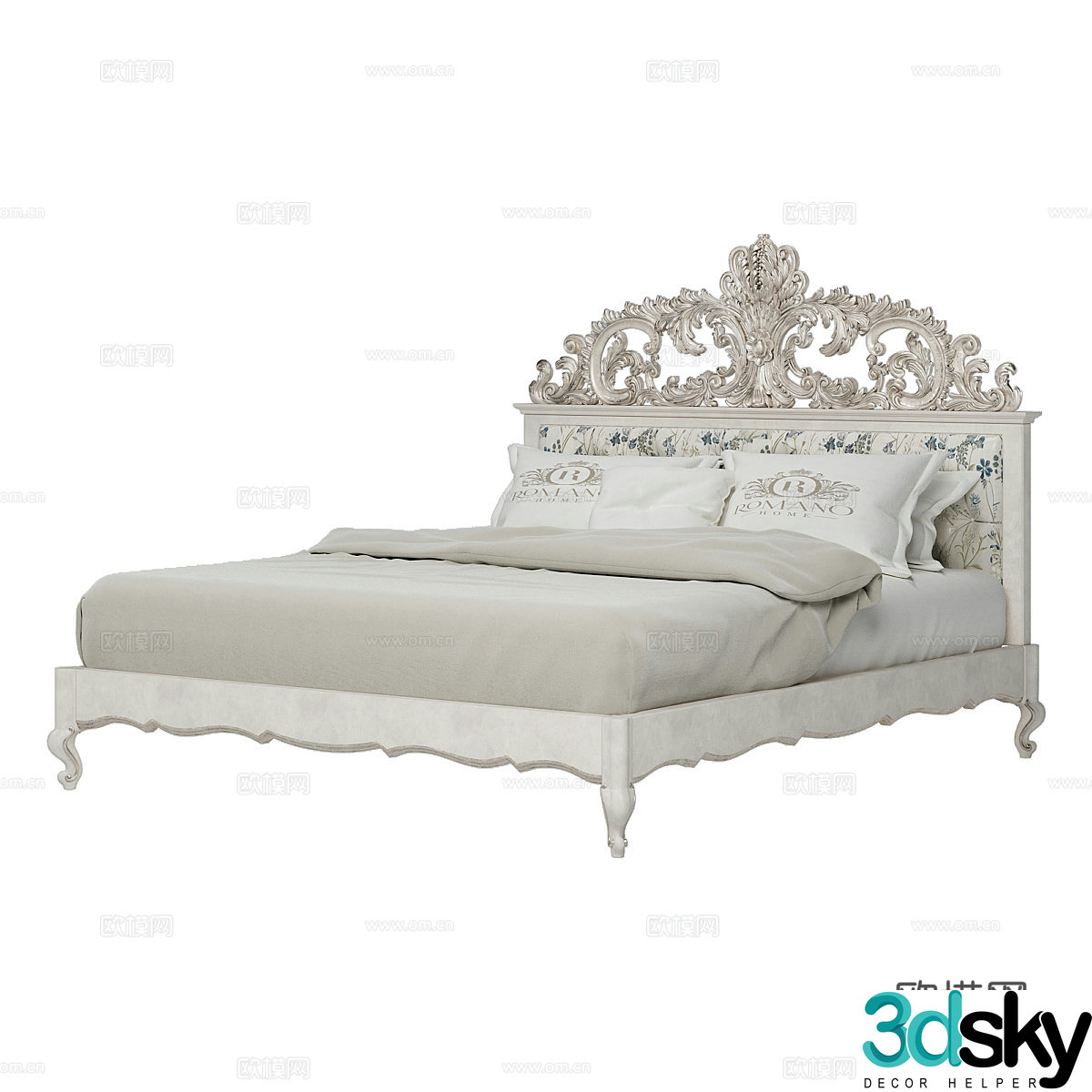French simple double bed Double bed Simple bed Bed Bedroom bed 3D model