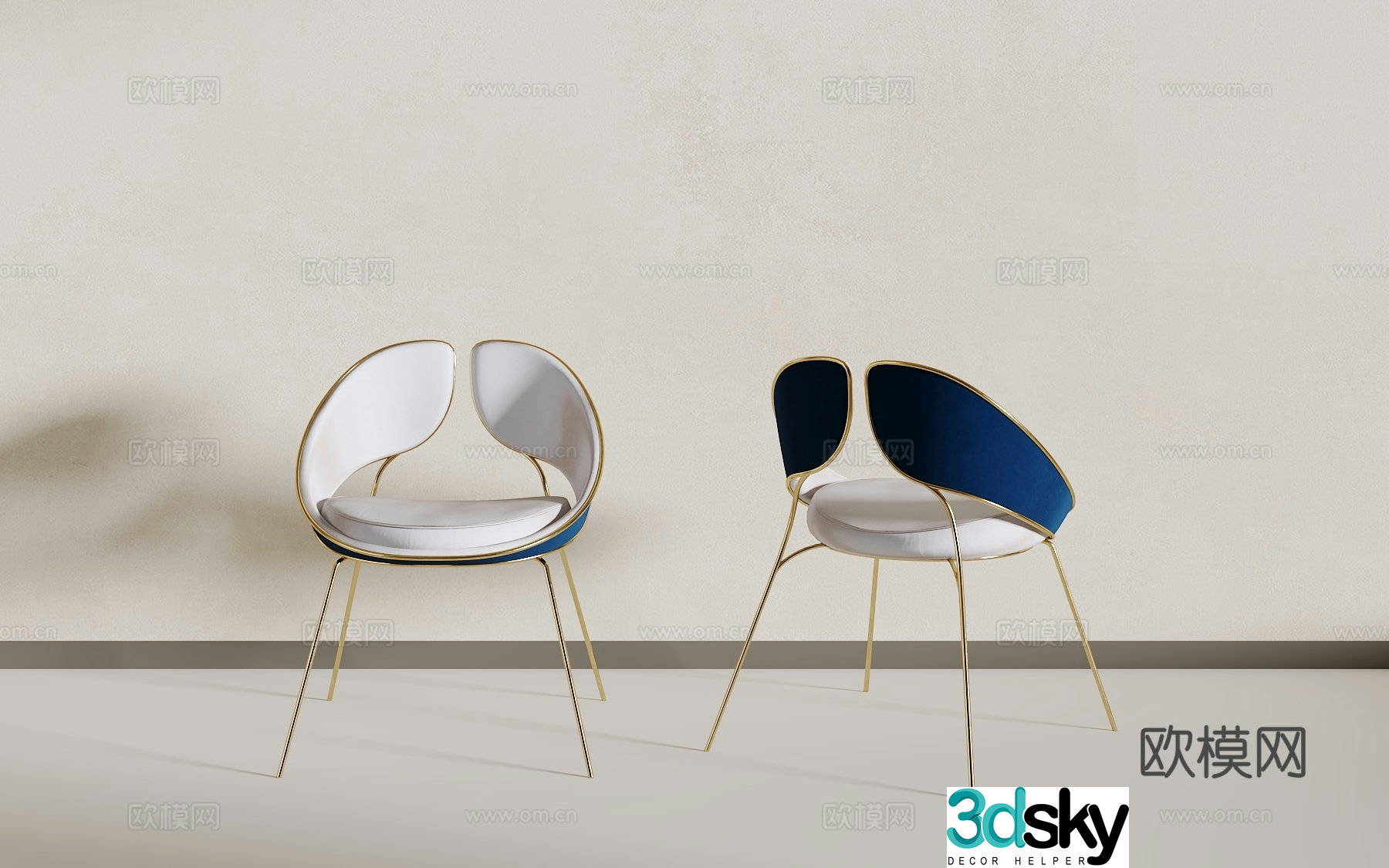 Light luxury dining chair 3D model