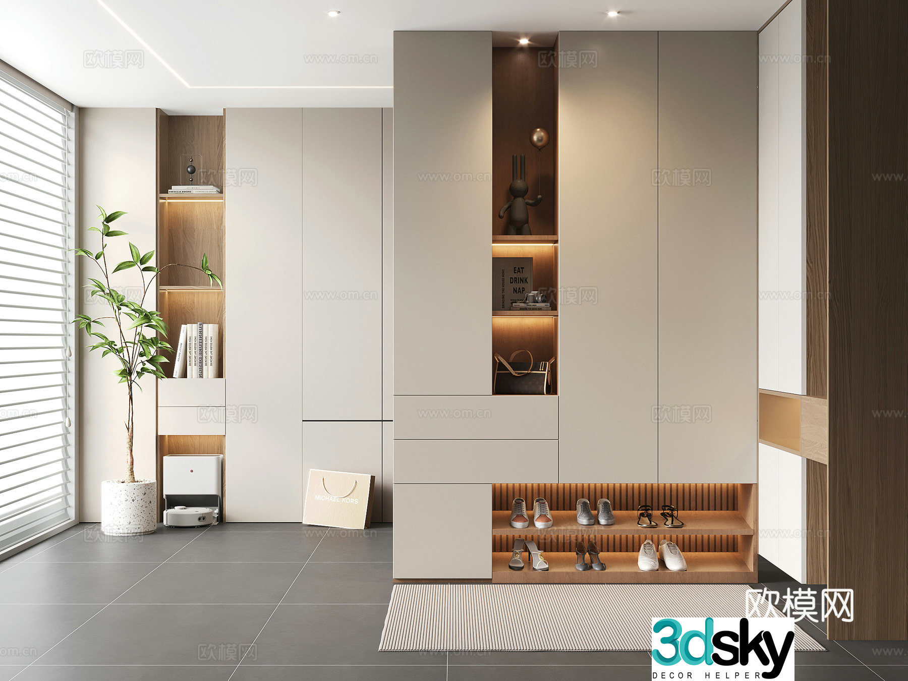 Modern porch shoe cabinet partition shoe cabinet entrance shoe cabinet decorative cabinet 3D model
