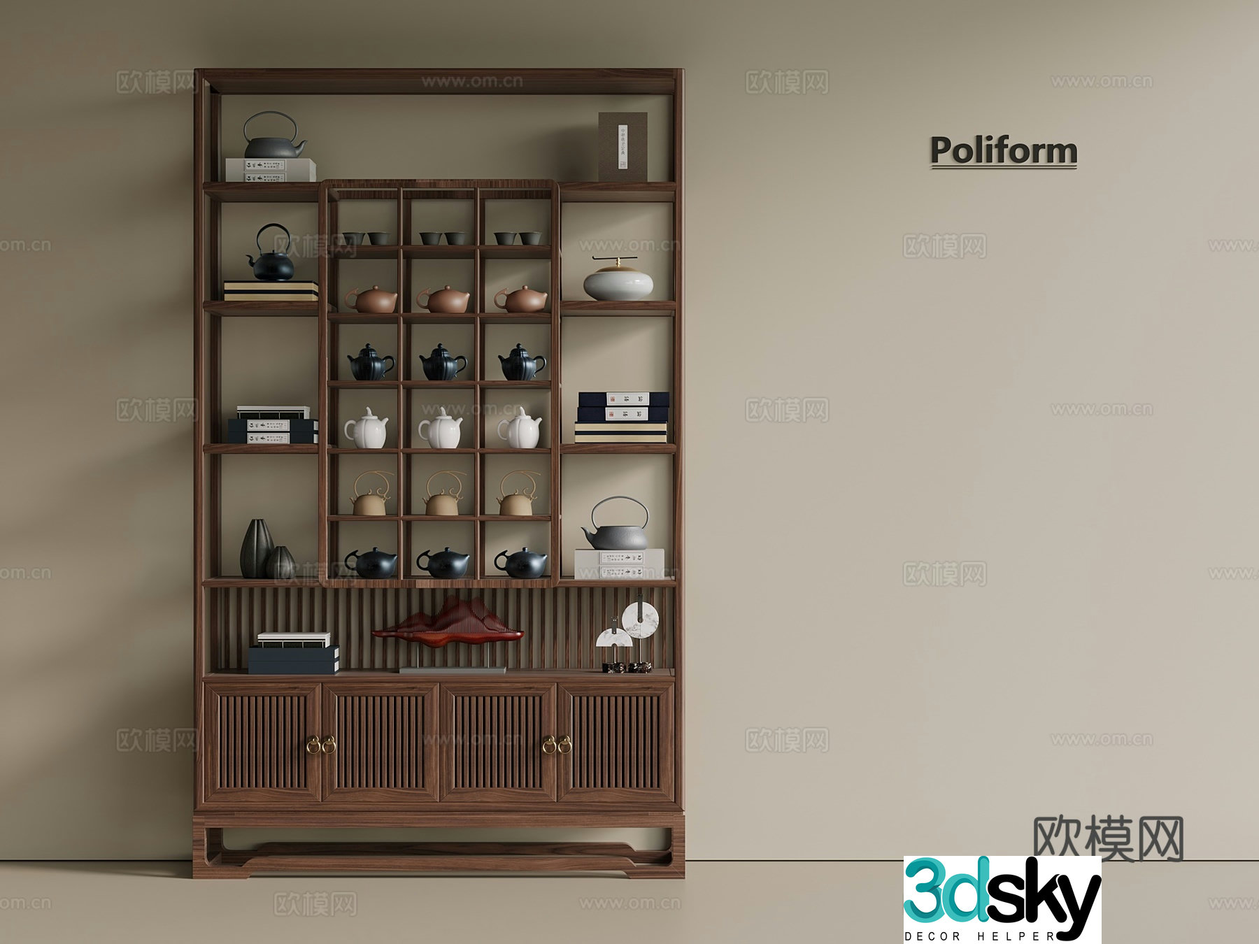 New Chinese style Chinese style Bo Gu shelf Tea cabinet cabinet solid wood decorative cabinet 3d model