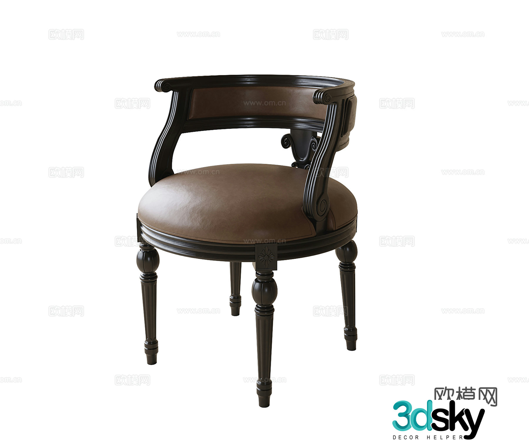 American dining chair single chair leisure chair book chair 3d model