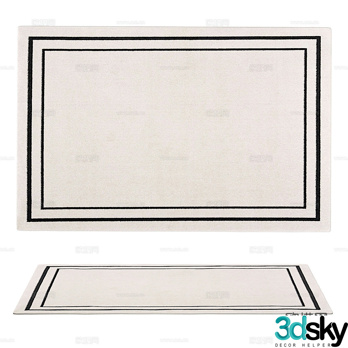 Nourison Essentials Ivory Black Carpet 3D Model