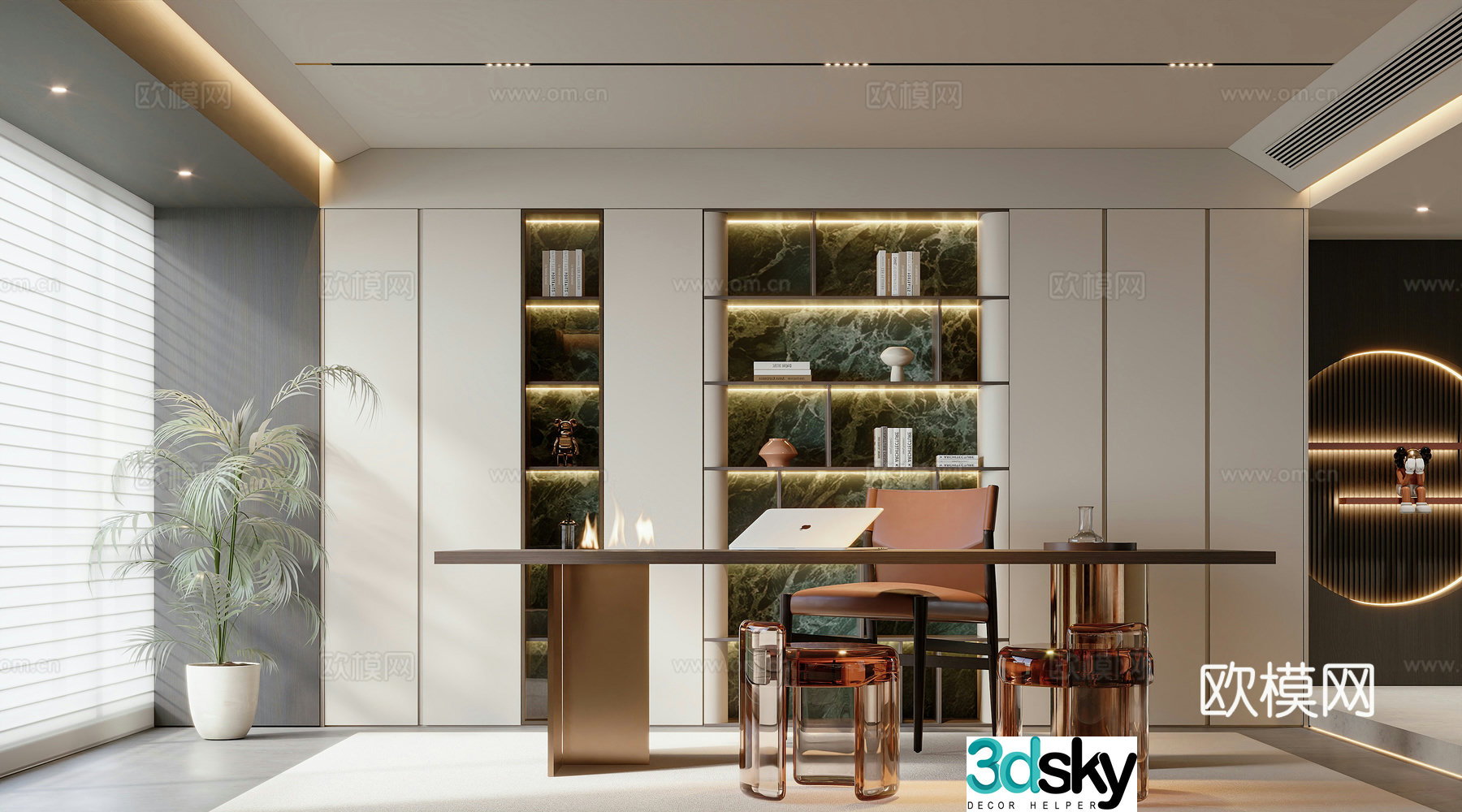 Modern home study 3d model