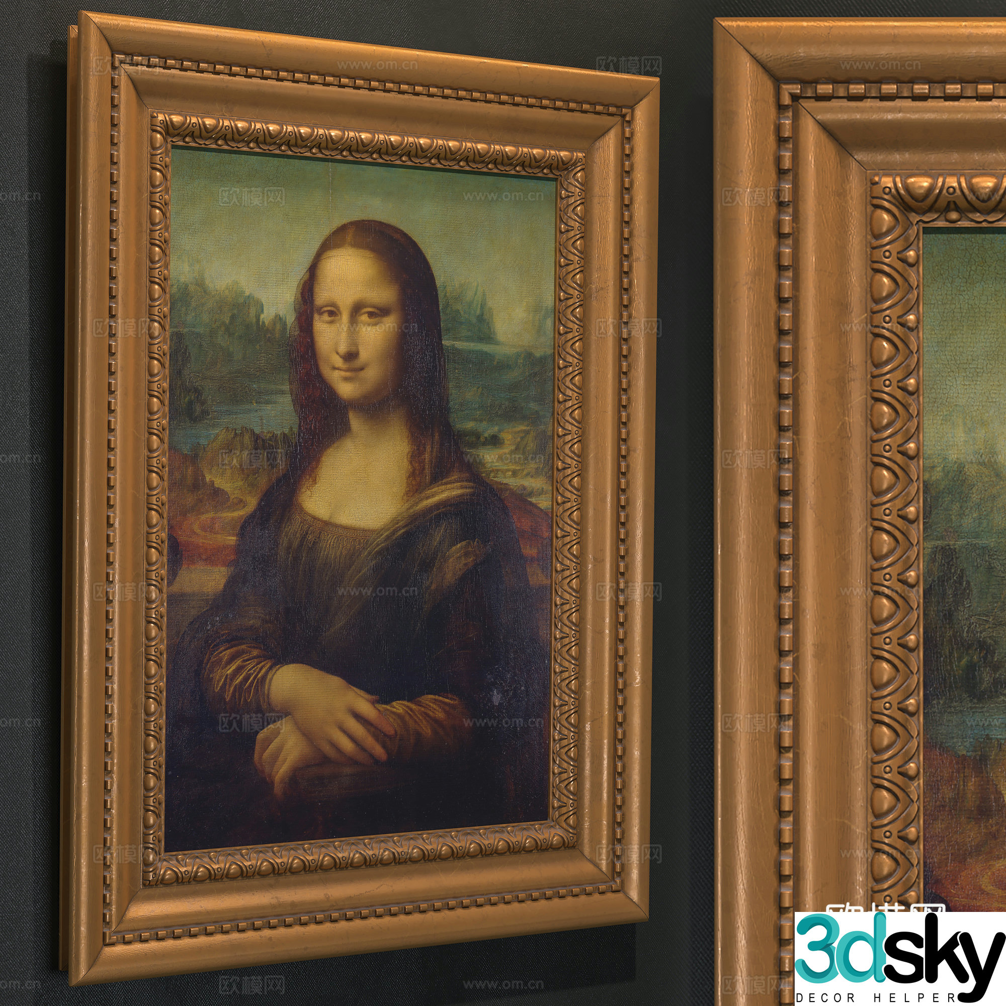 European classical Mona Lisa decorative hanging painting 3d model