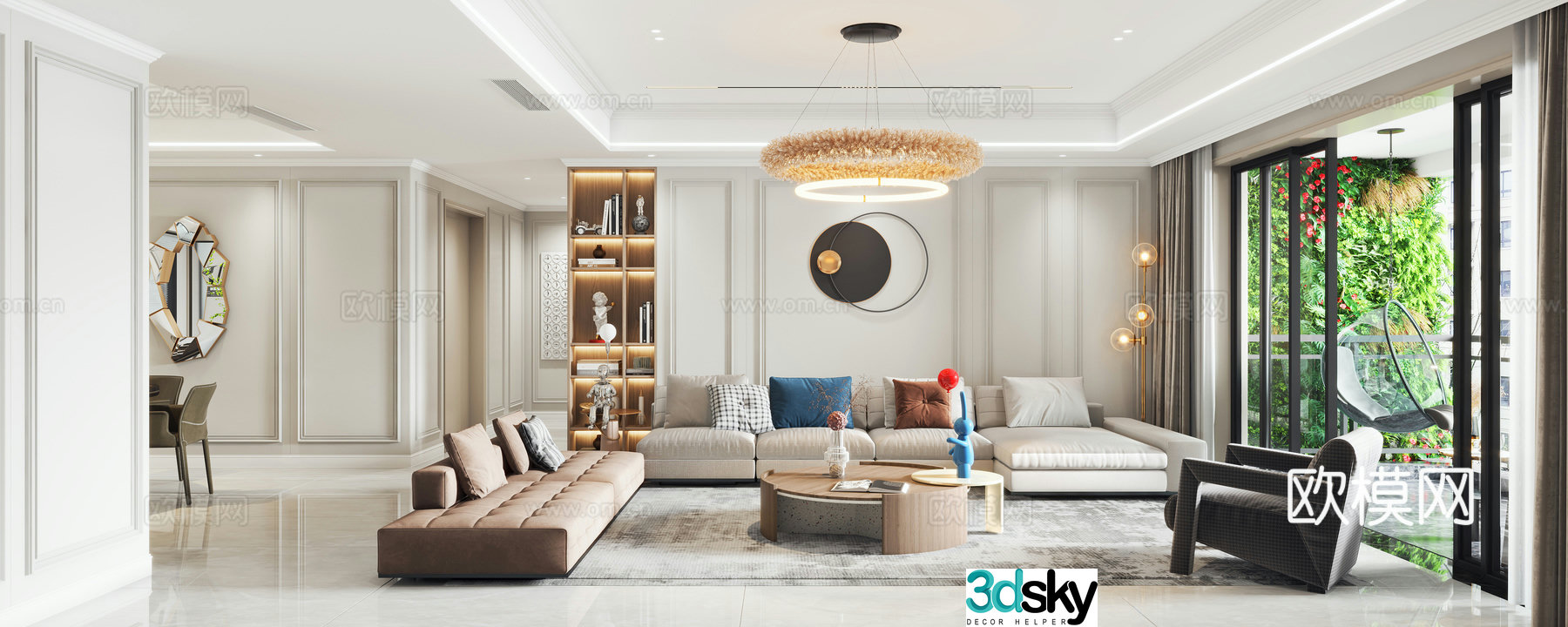 Modern living and dining room sofa 3d model