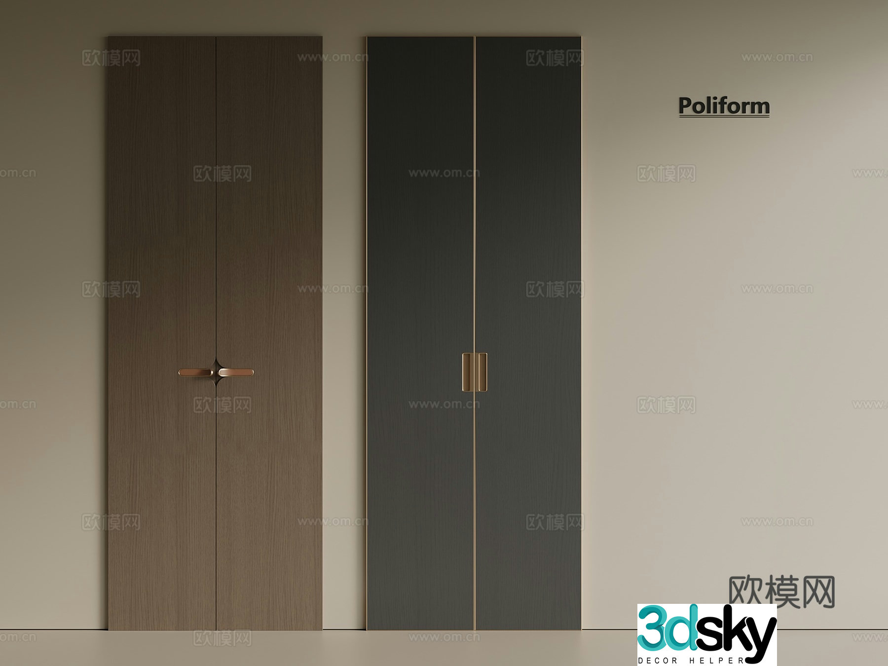 Light luxury Italian cabinet door door panel wardrobe door wine cabinet door shoe cabinet door 3d model