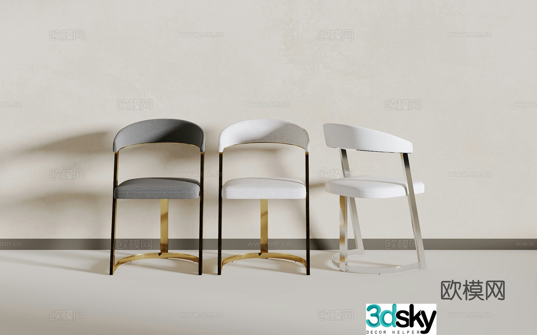 Light luxury dining chair 3D model