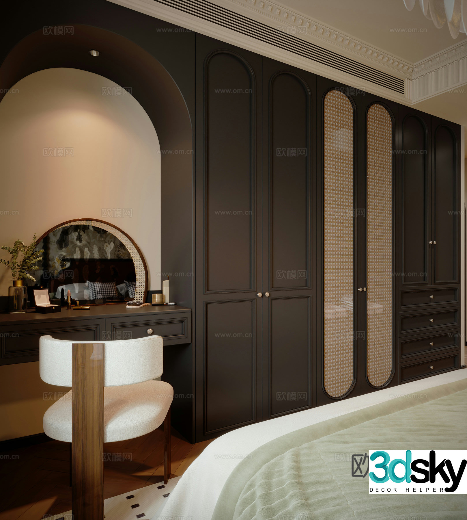 Middle style dressing table wardrobe dressing room American style dressing room French style dressing room 3D model