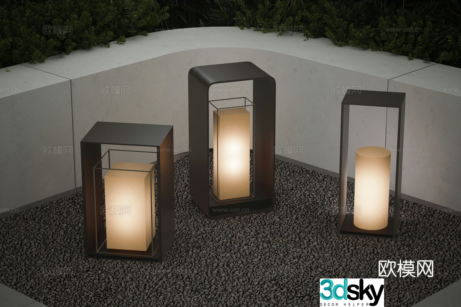 Modern courtyard lights Landscape lights Lamps Lawn lights Outdoor light combination Camping lights 3D model
