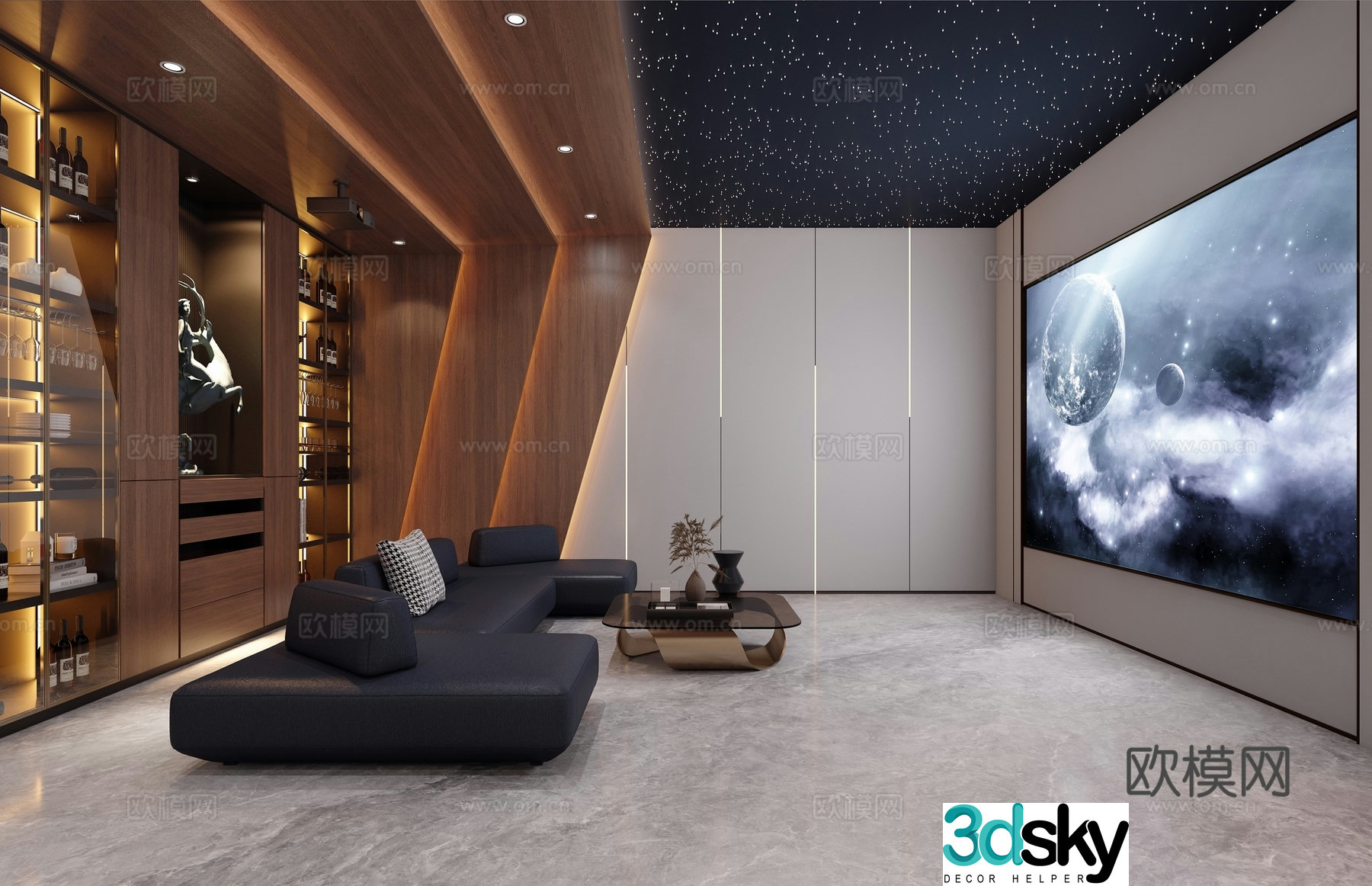 Modern Italian light luxury audio studio 3D model