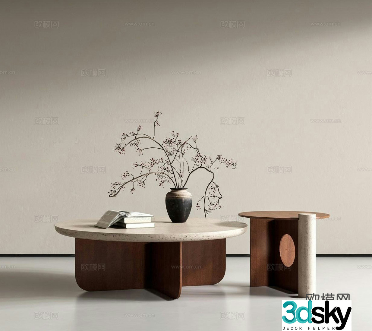 Middle Ages of Wavey Tea Table_Middle Ages of Wavey Tea Table_Middle Ages of Wavey Tea Table_Marble Tea Table_Wooden Tea Table_Round 3D Model