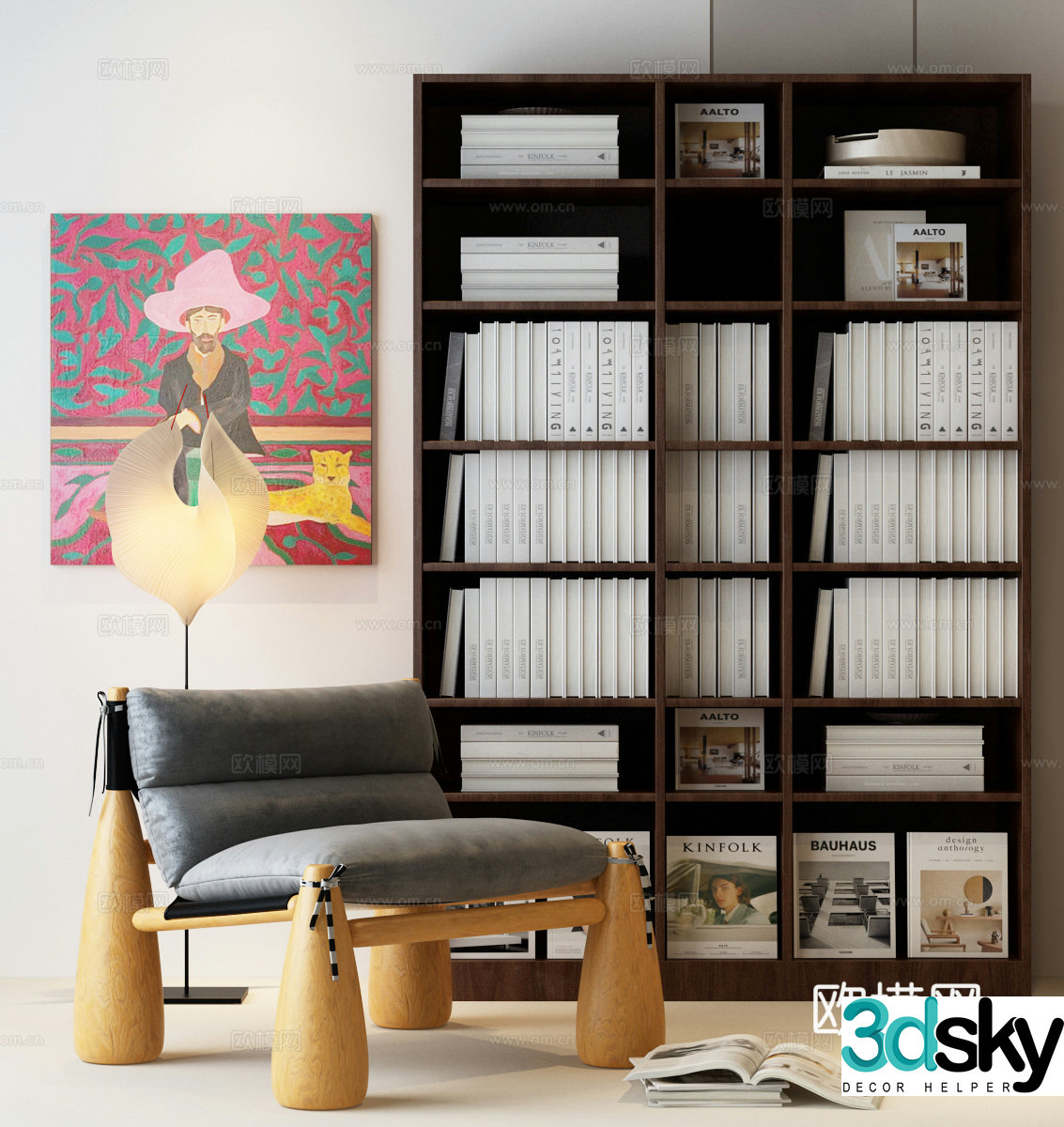 Modern bookcase Italian bookcase Modern leisure chair Modern lazy sofa Italian bookcase 3d model