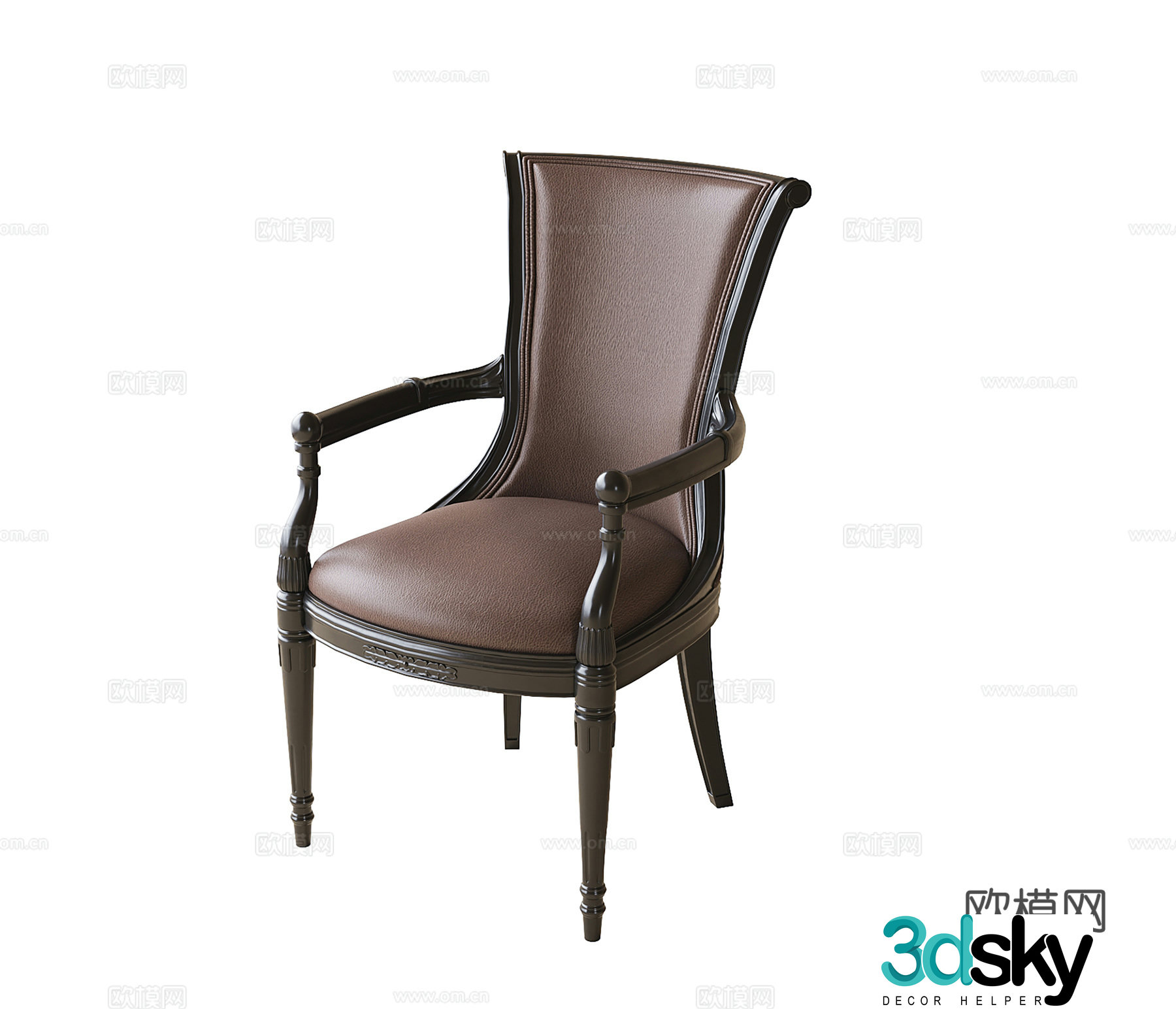 American single chair dining chair book chair armchair 3d model