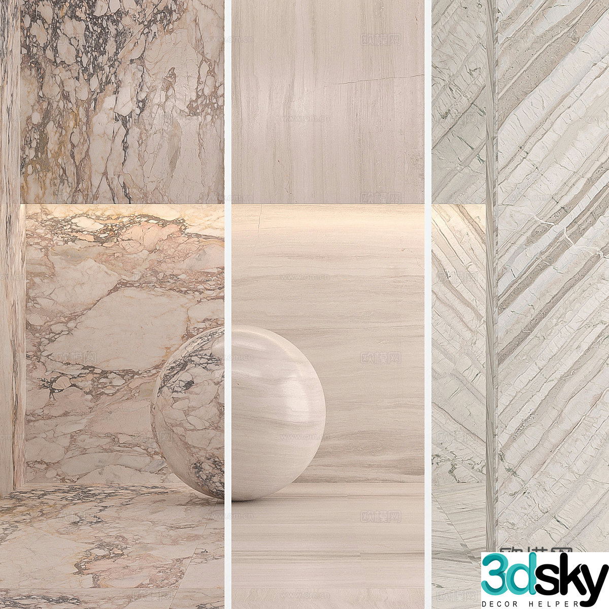 New Chinese style light luxury marble stone slab luxury stone 3D model