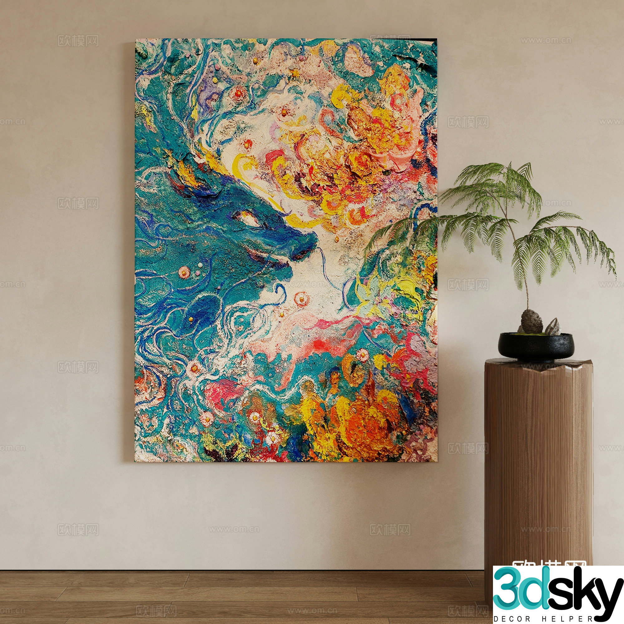 Modern Wasabi Hanging Painting Oil Painting 3D Model