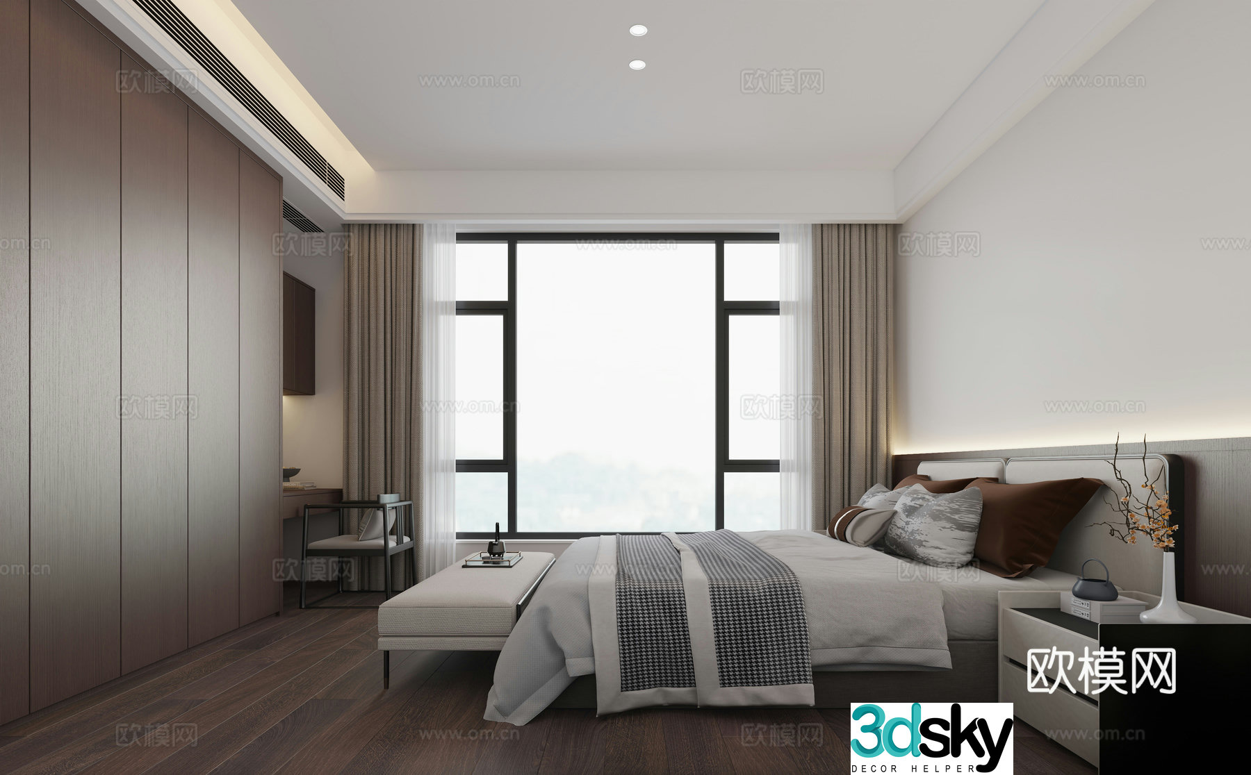 New Chinese style guest room 3D model