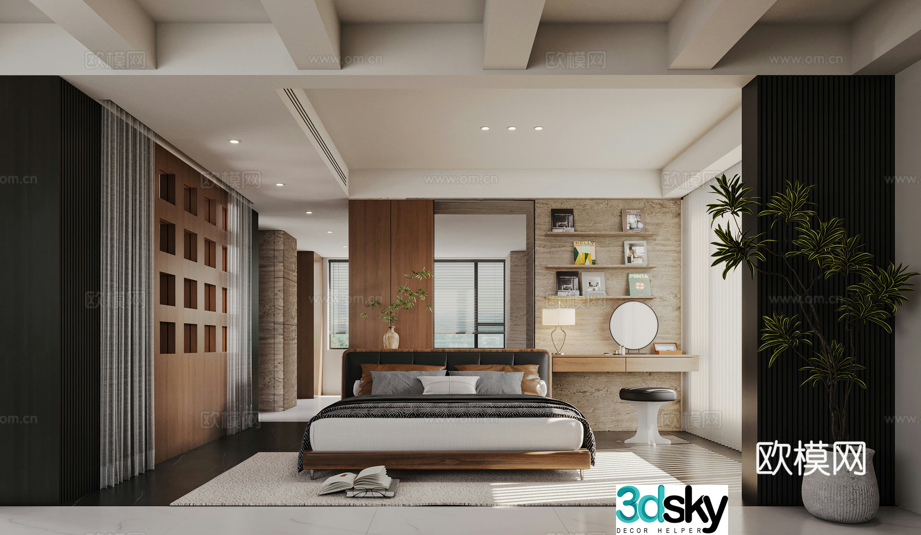 Modern medieval bedroom 3d model