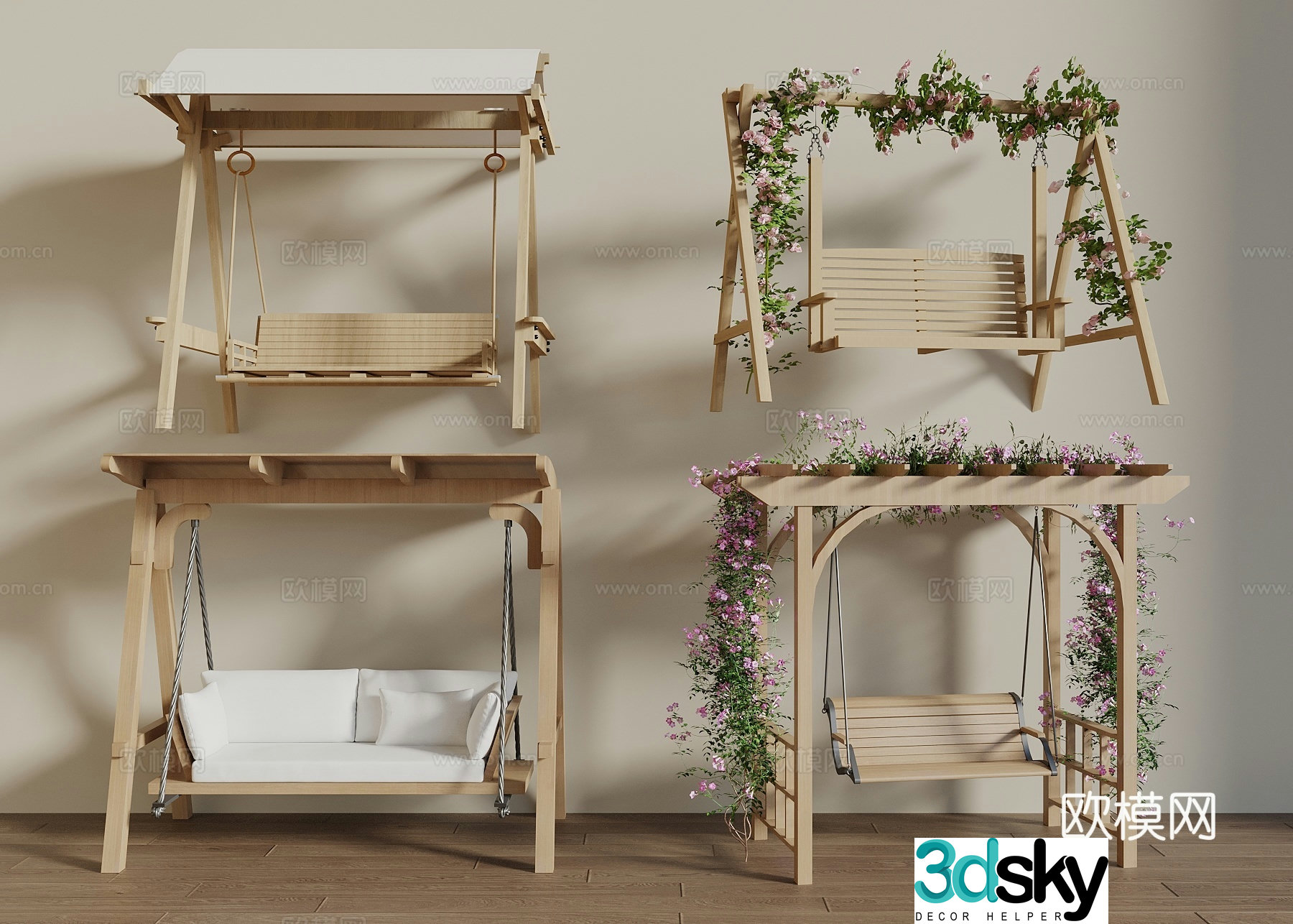 Modern log wind swing chair swing garden swing chair hanging chair outdoor swing chair 3d model