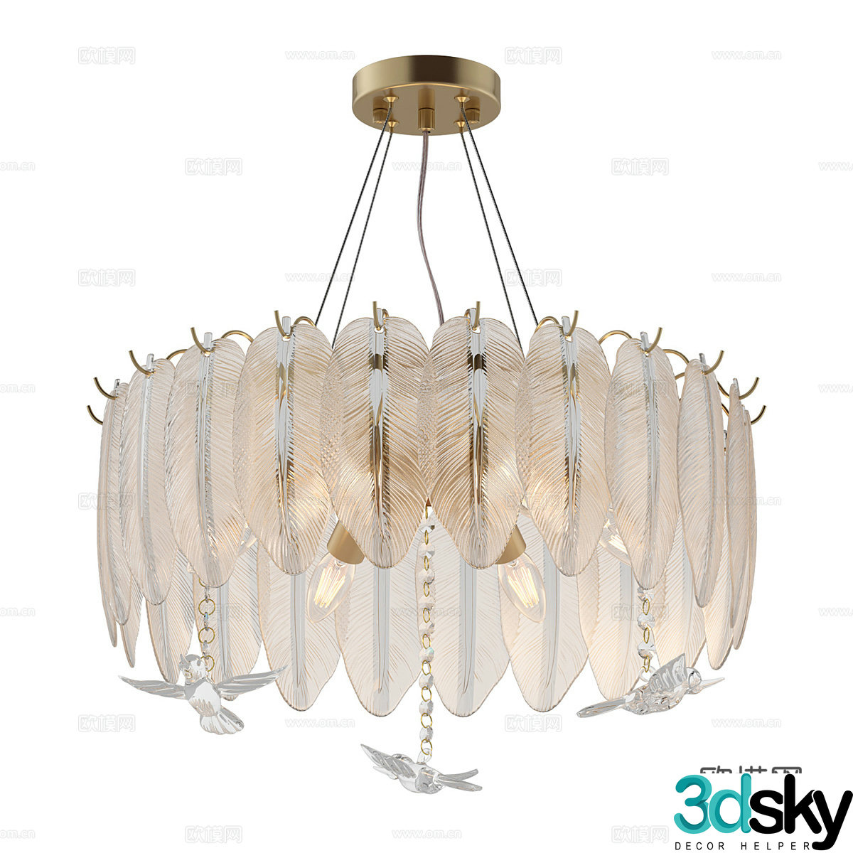 Modern simple and light luxury chandeliers chandeliers simple chandeliers living room chandeliers glass chandeliers 3D model