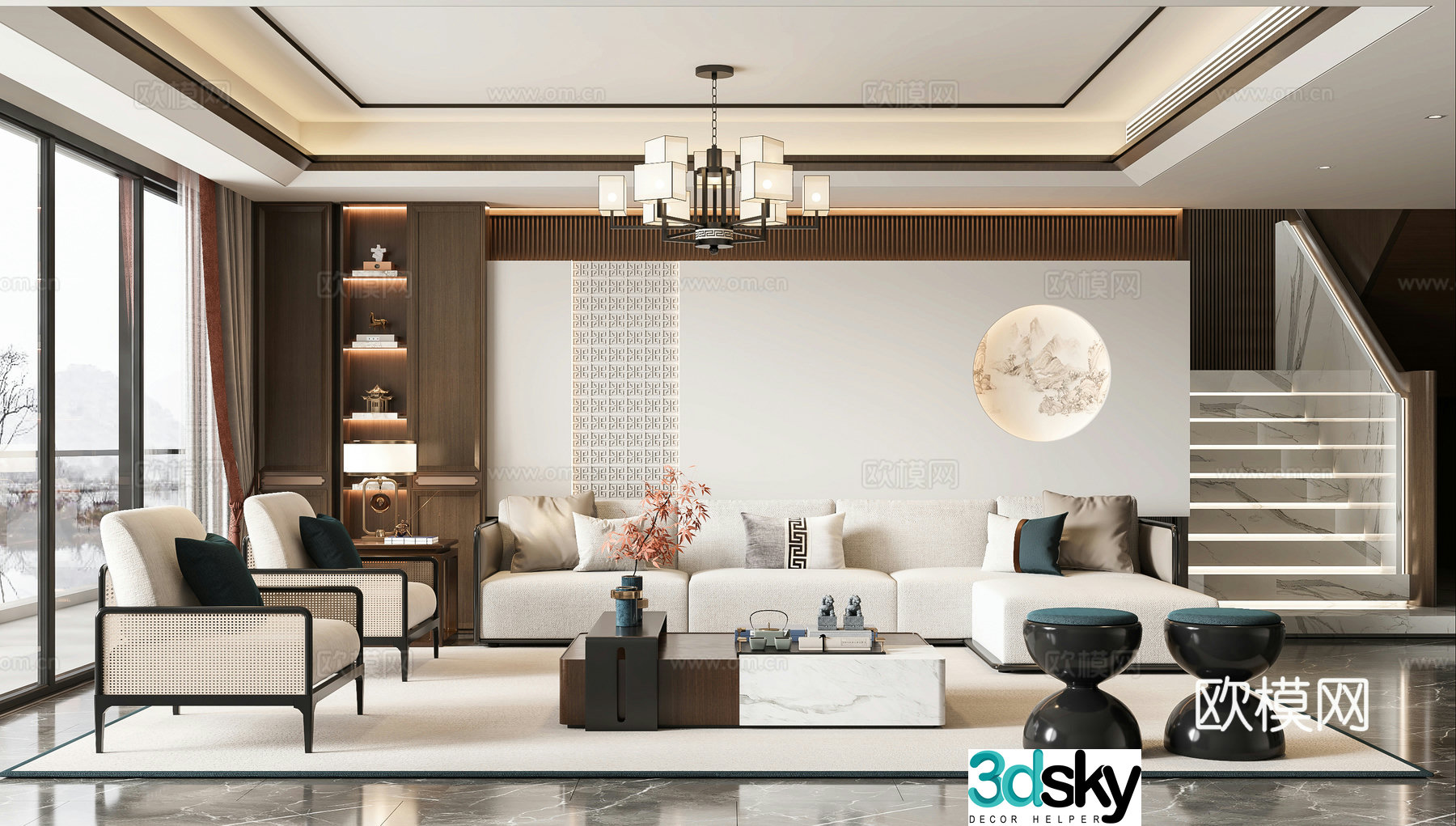 New Chinese living room 3D model