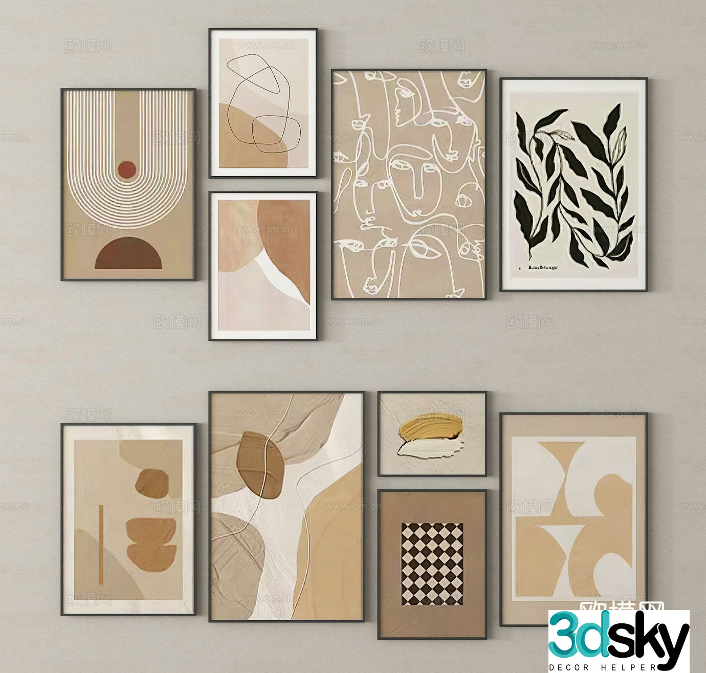 Hanging paintings decorative paintings living room hanging paintings 3D model
