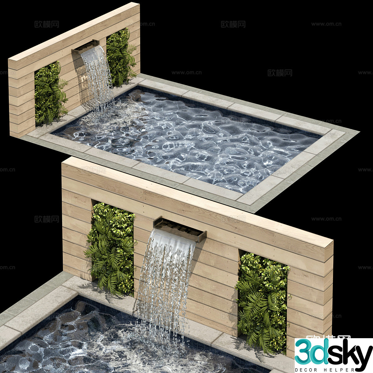 New Chinese style outdoor swimming pool 3d model